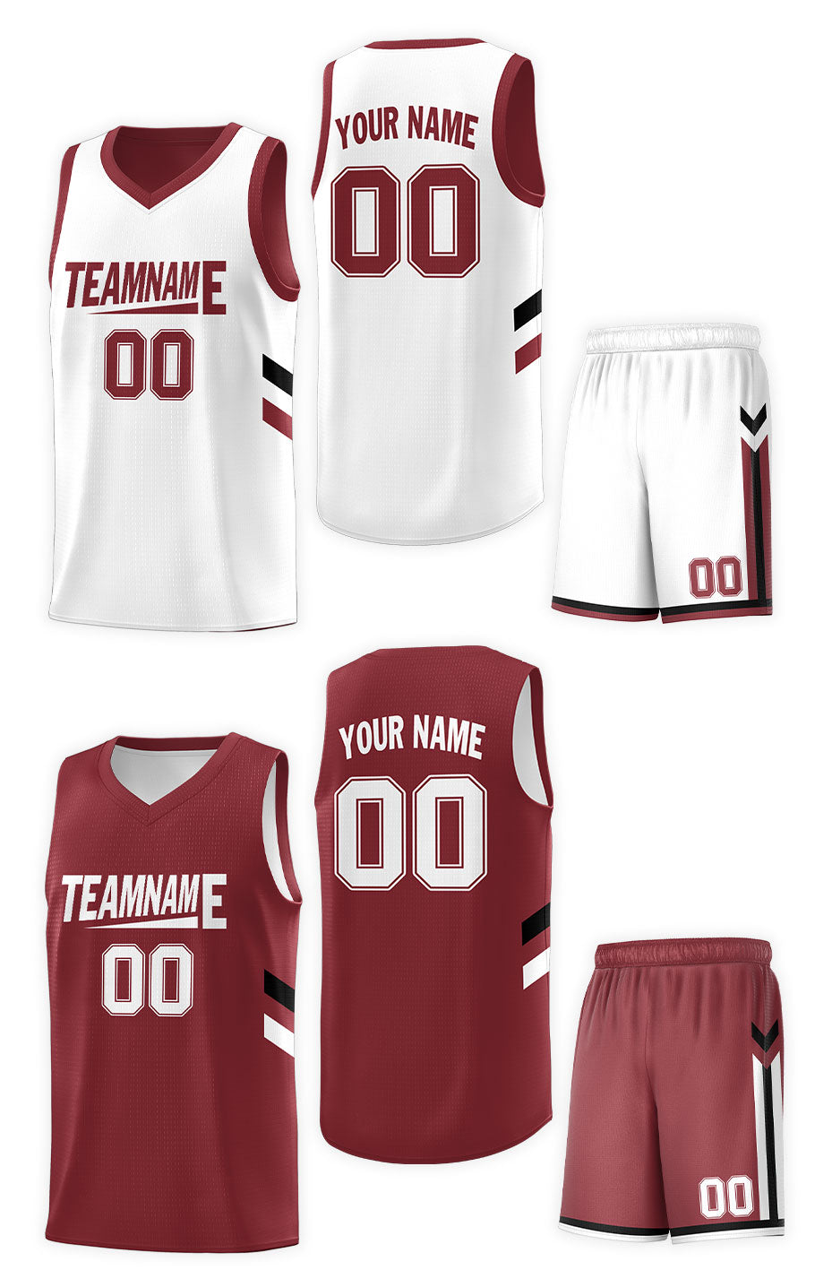 Custom Red White Double Side Sets Design Sportswear Basketball Jersey