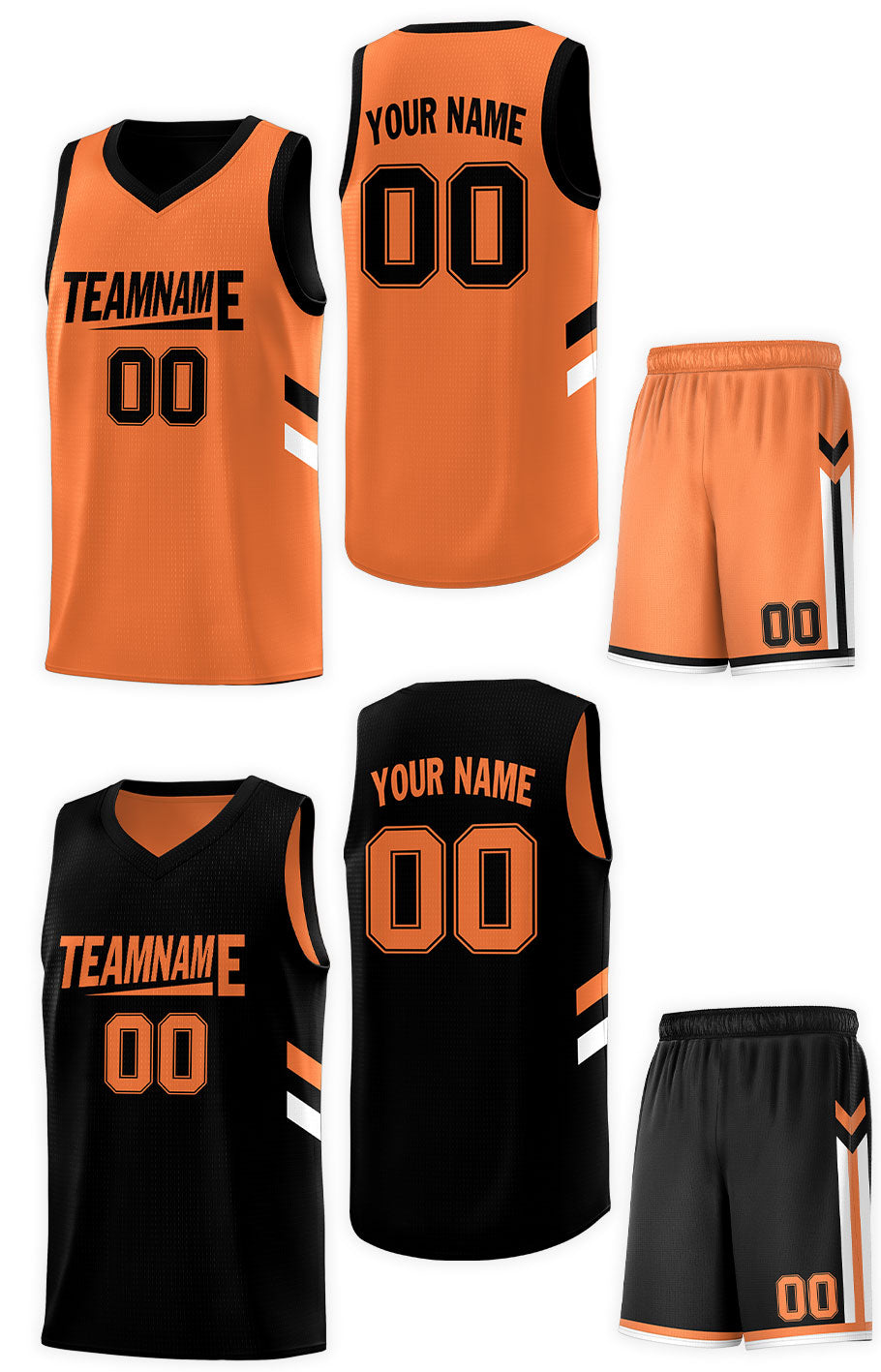 Custom Orange Black Double Side Sets Design Sportswear Basketball Jersey
