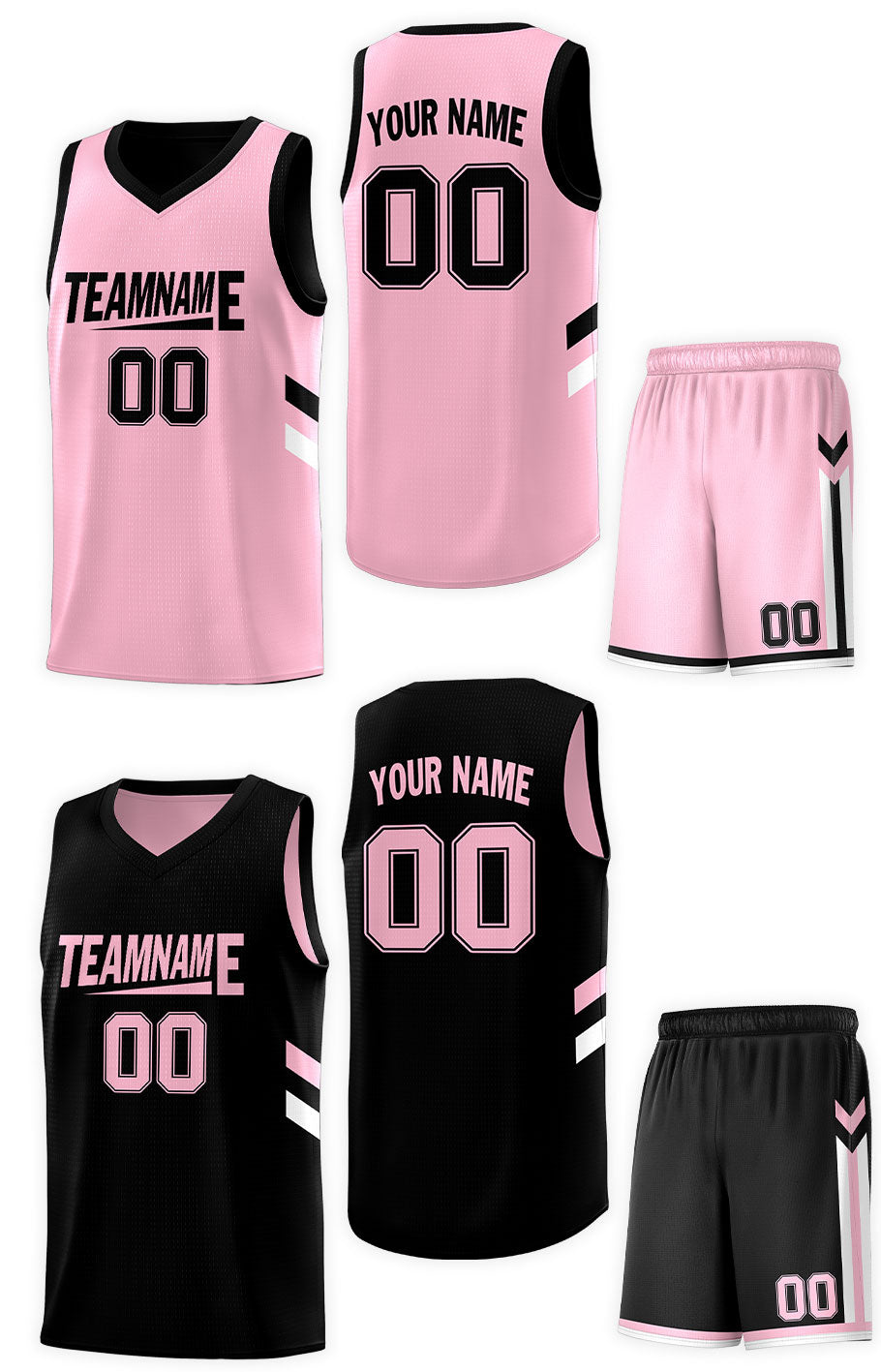 Custom Black Pink Double Side Sets Design Sportswear Basketball Jersey