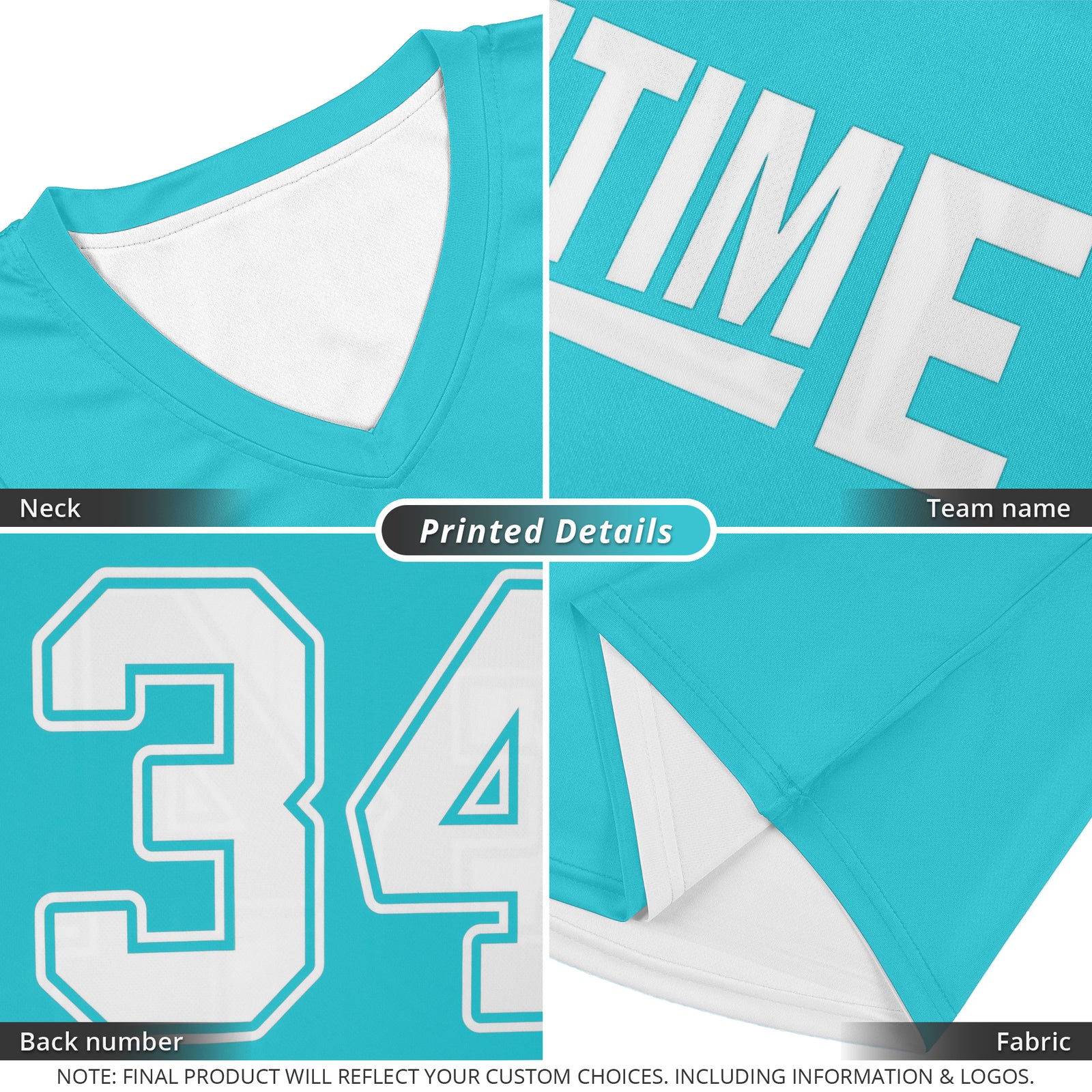 Custom Aqua White  Double Side Tops Athletic Basketball Jersey