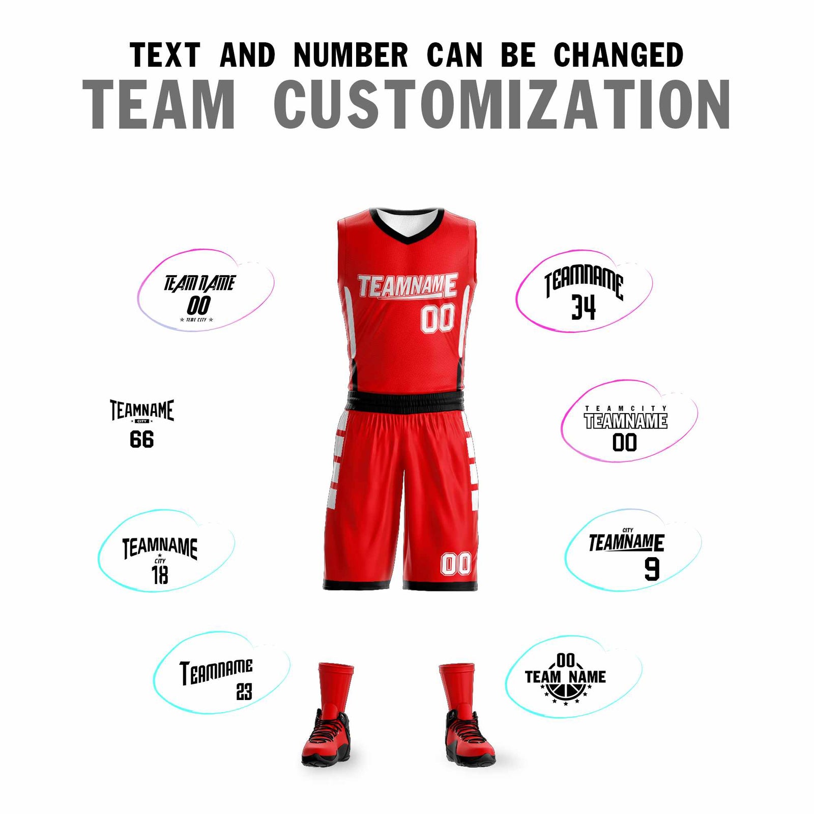 Custom Red White Double Side Sets Sportswear Basketball Jersey