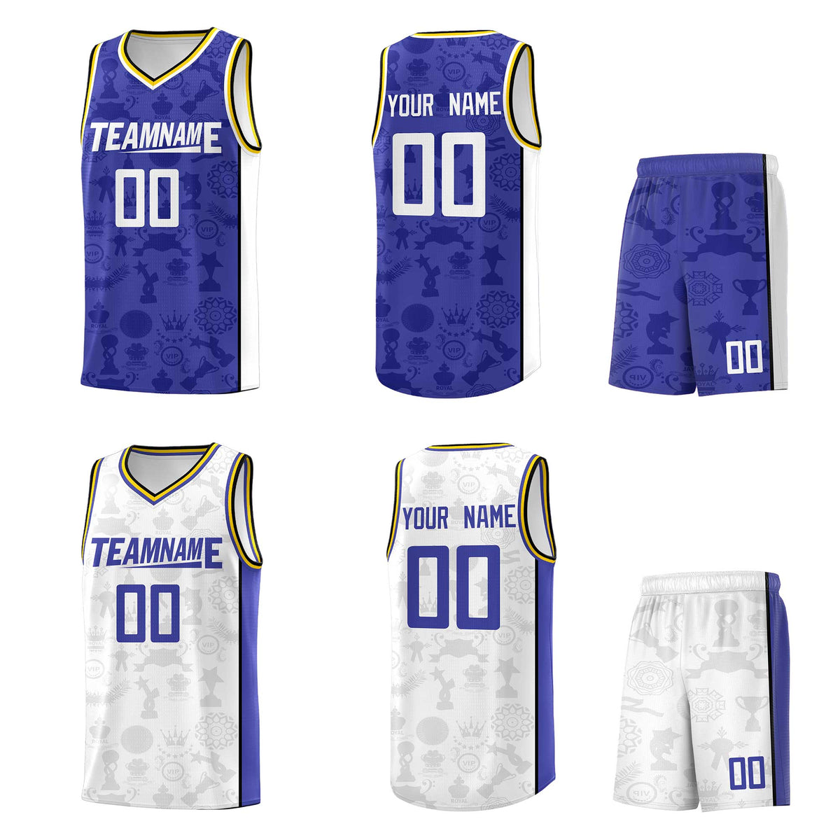 Custom Blue White Double Side Sets Basketball Jersey