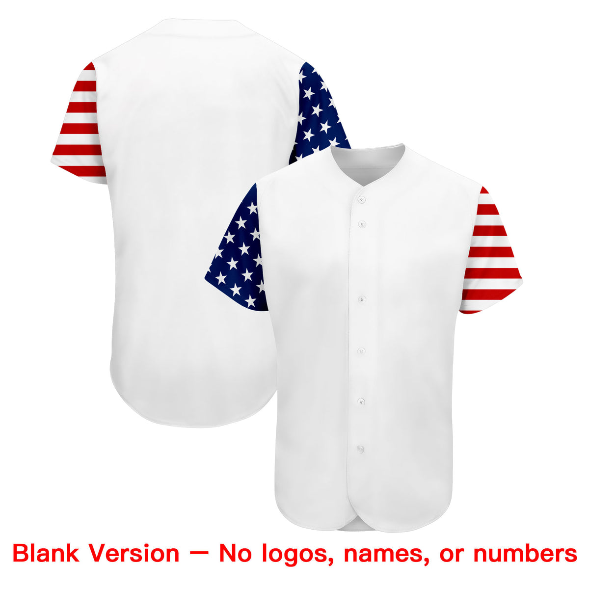 Custom White Navy-Red American Flag Authentic Baseball Jersey