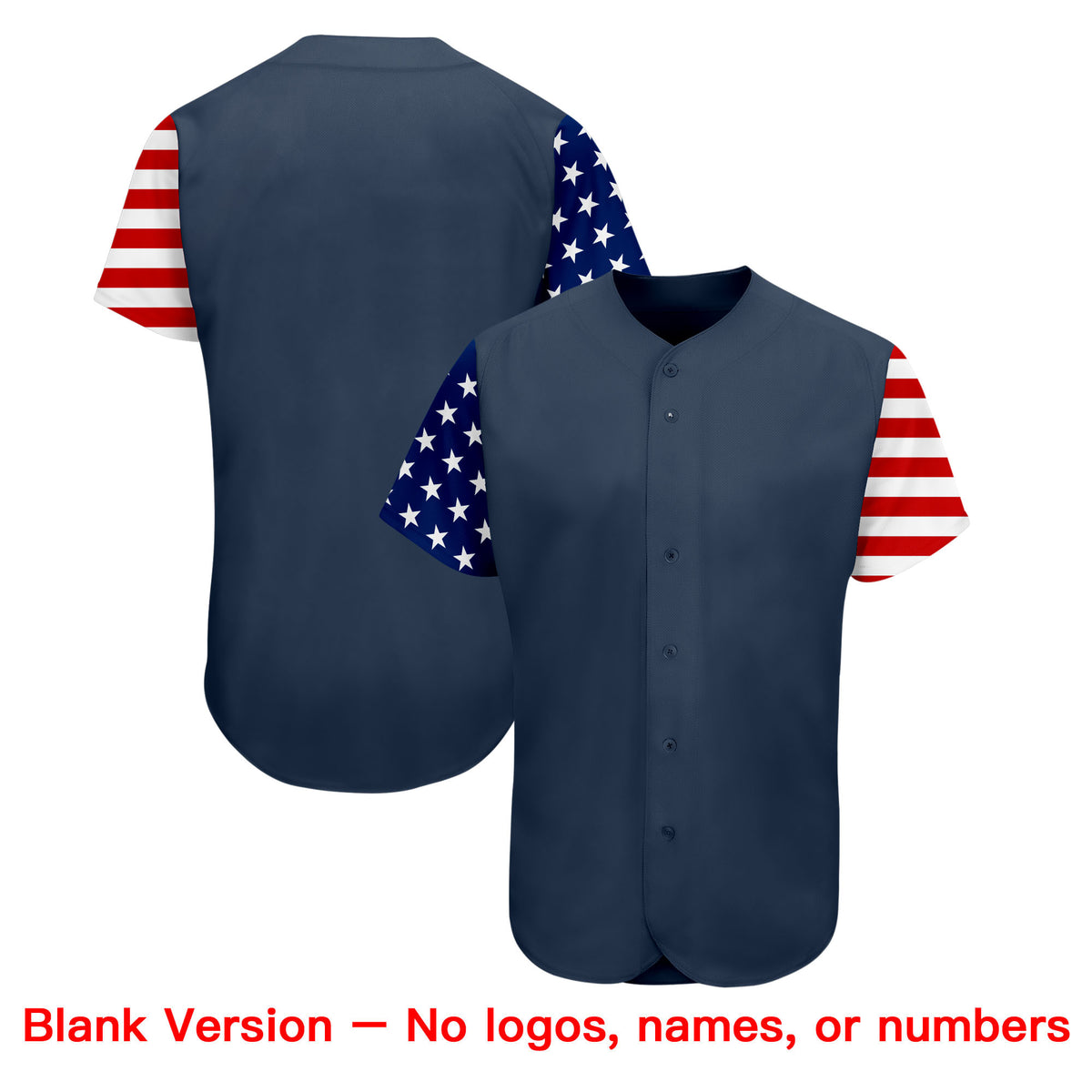 Custom Navy White-Red American Flag Authentic Baseball Jersey