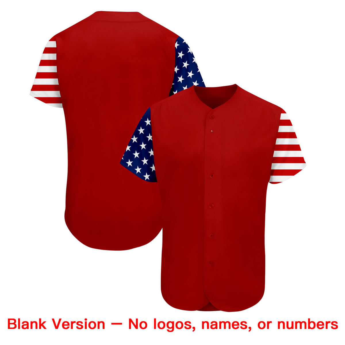 Custom Red Navy-White American Flag Authentic Baseball Jersey