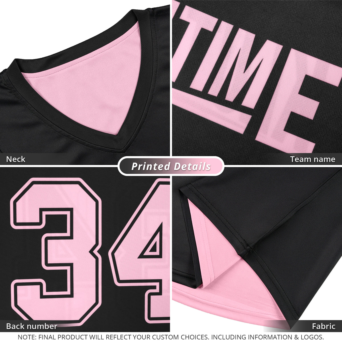 Custom Black Pink Double Side Tops Athletic Basketball Jersey
