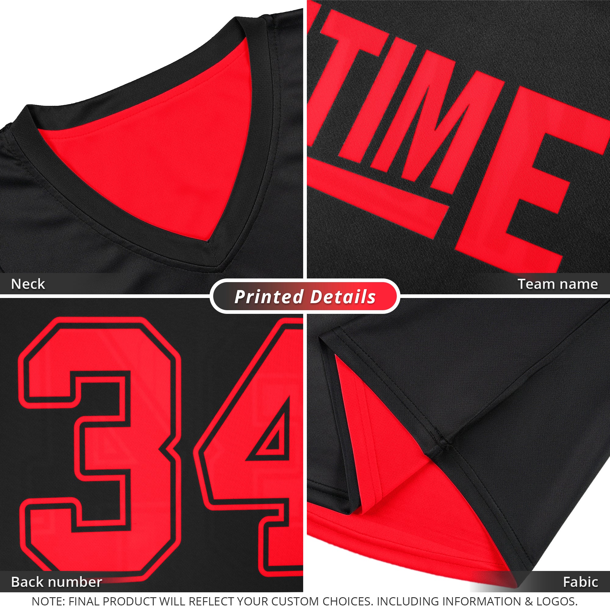 Custom Black Red  Double Side Tops Athletic Basketball Jersey