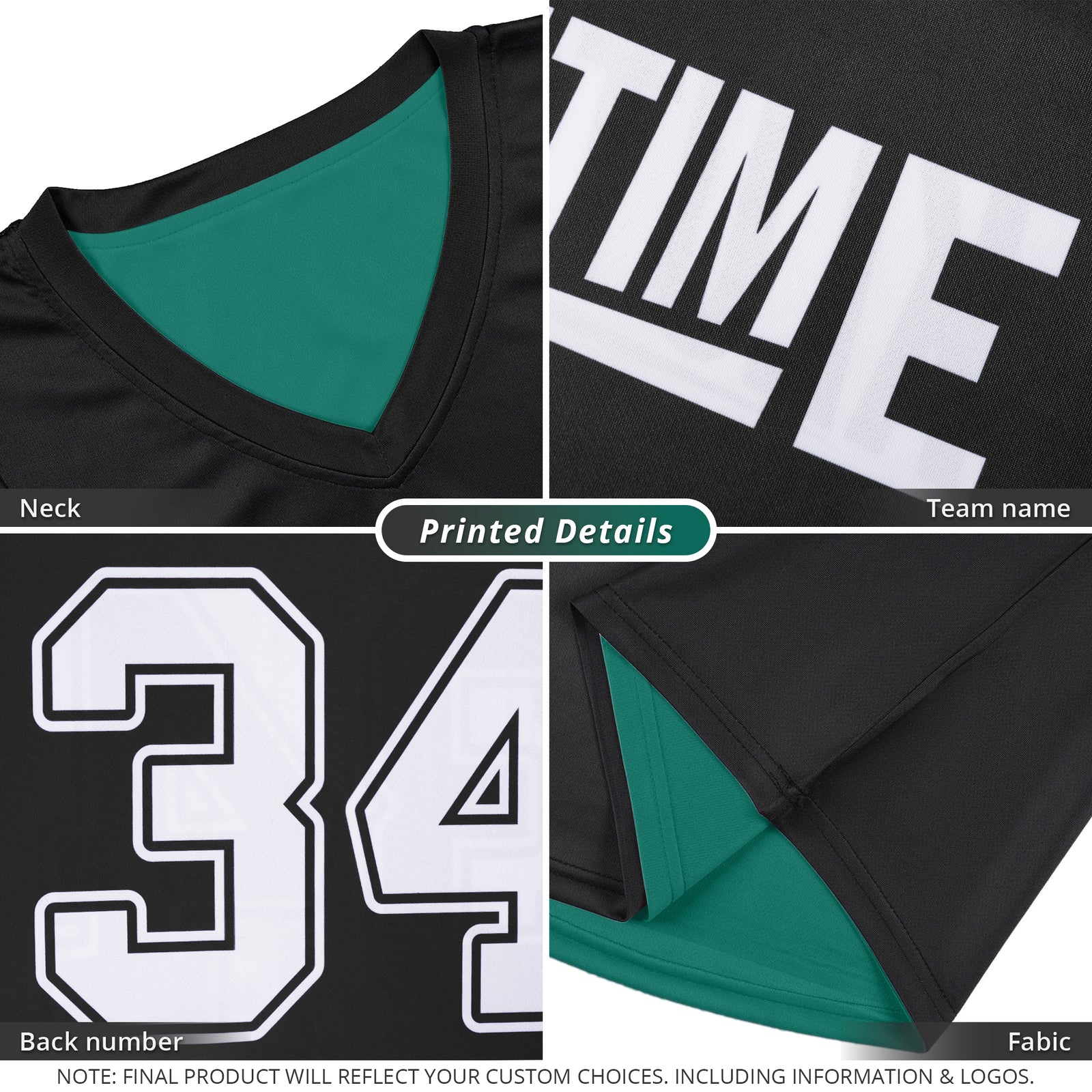 Custom Black Green Double Side Tops Athletic Basketball Jersey