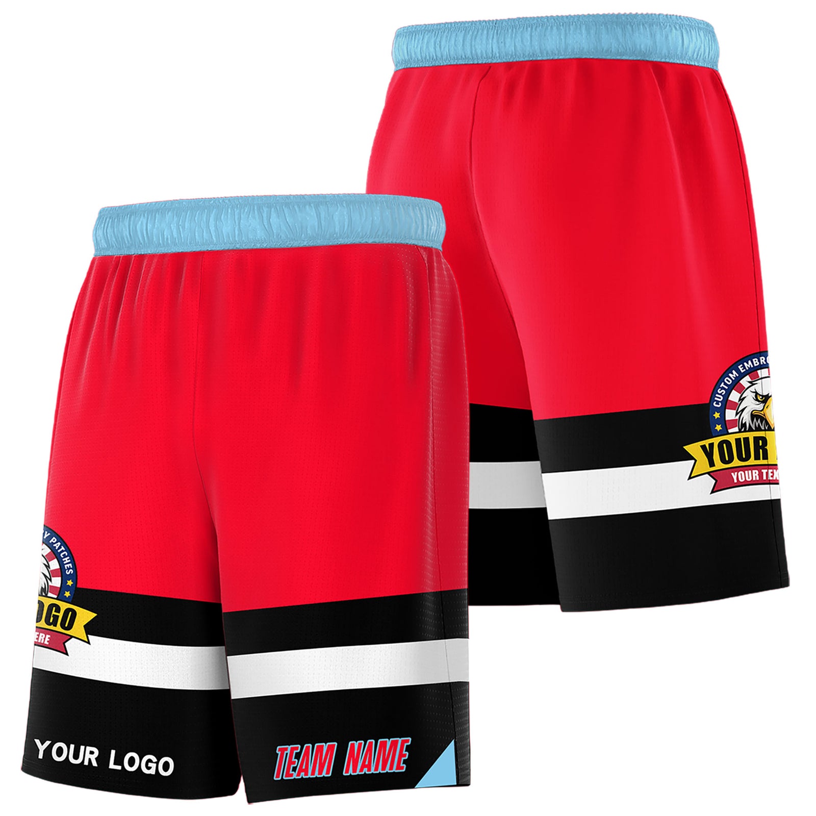 Fans-Made | Custom Red Black-Light Blue Basketball Shorts-Arizona Driven – Available for Reorder