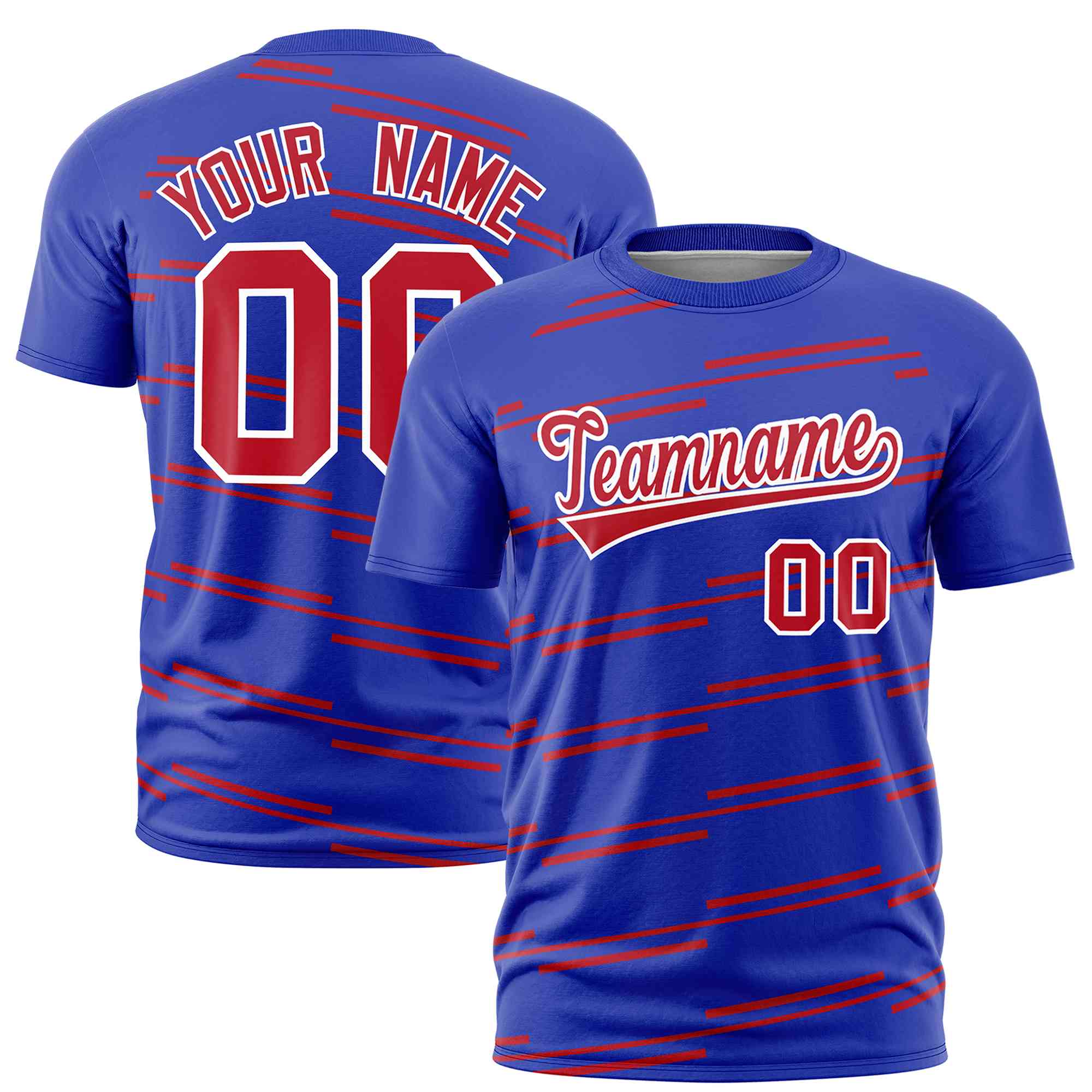 Custom Royal Red Personalized Slanting Line Graffiti Pattern Performance T-Shirt