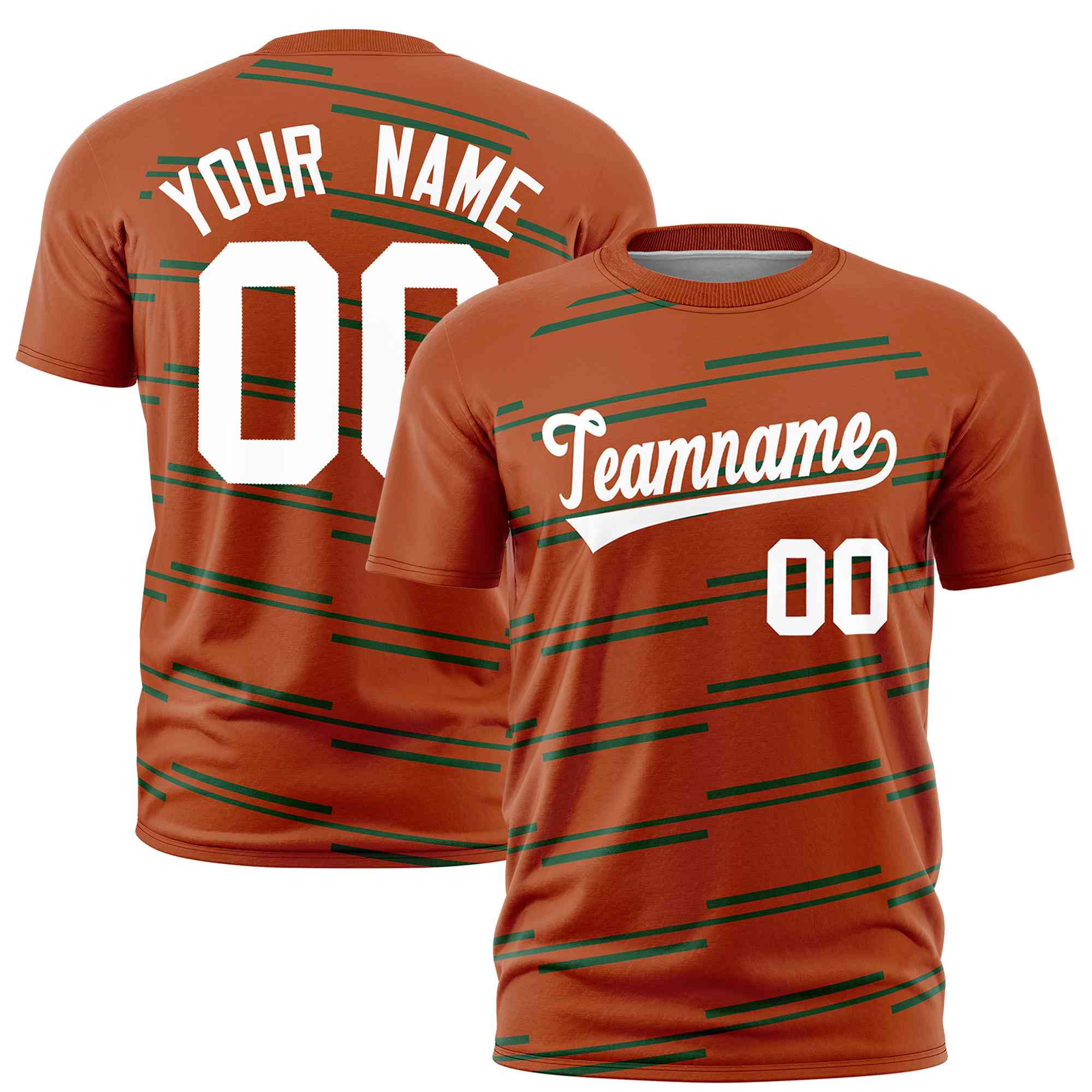 Custom Texas Orange Green Personalized Slanting Line Graffiti Pattern Performance T-Shirt
