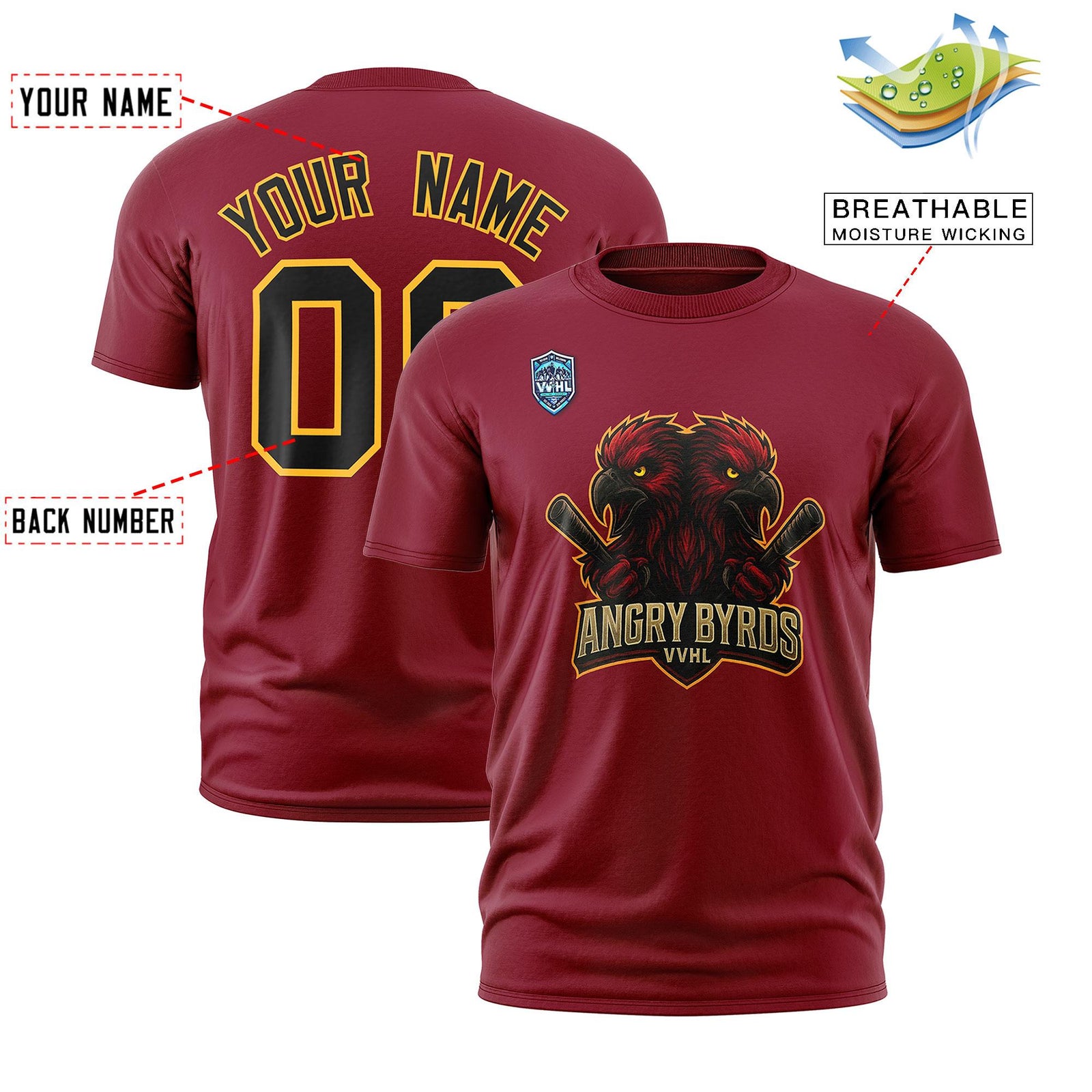 VVHL Crimson Black-Yellow S7-Angry-Byrds T-Shirt