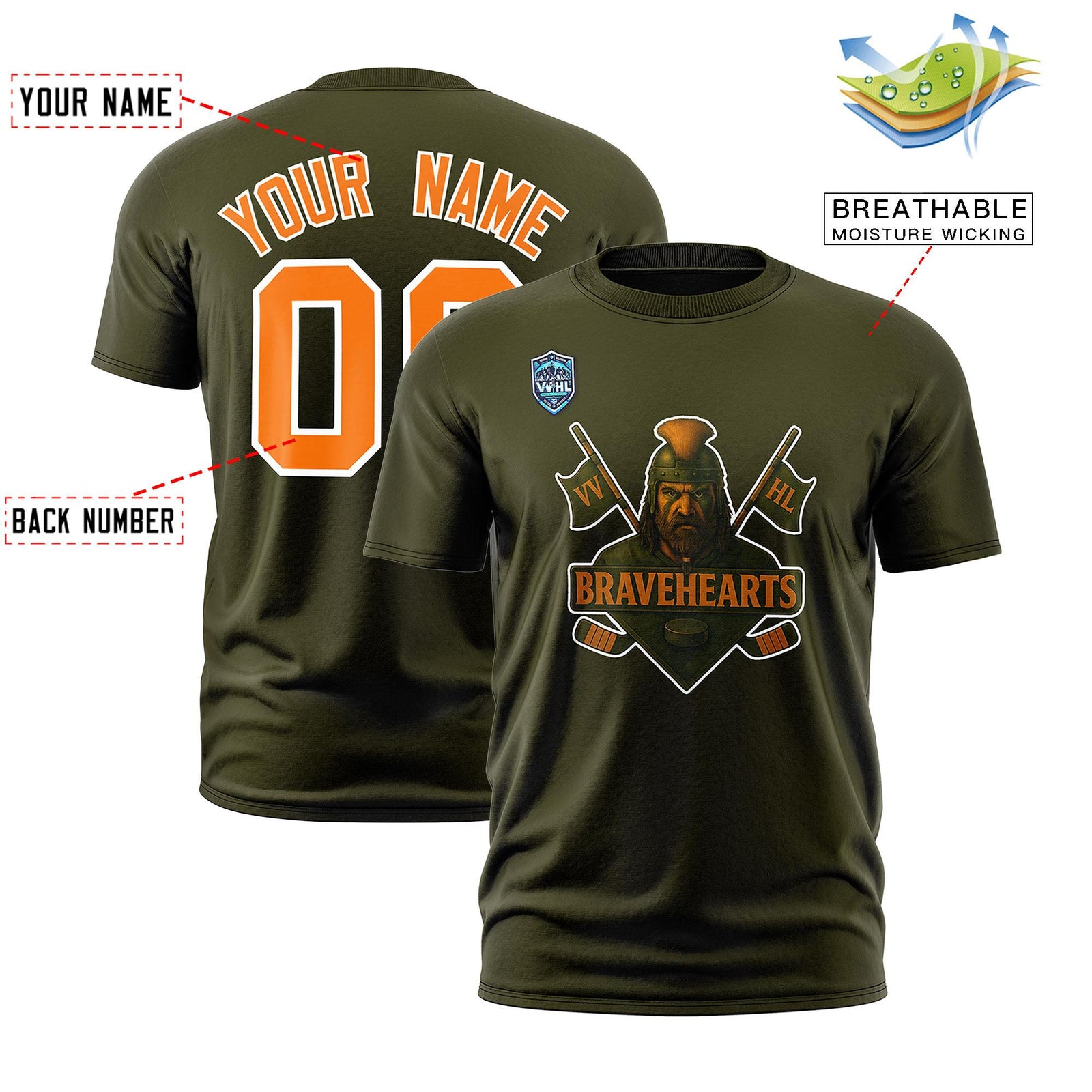 VVHL Olive Orange-White S7-Bravehearts-1 T-Shirt