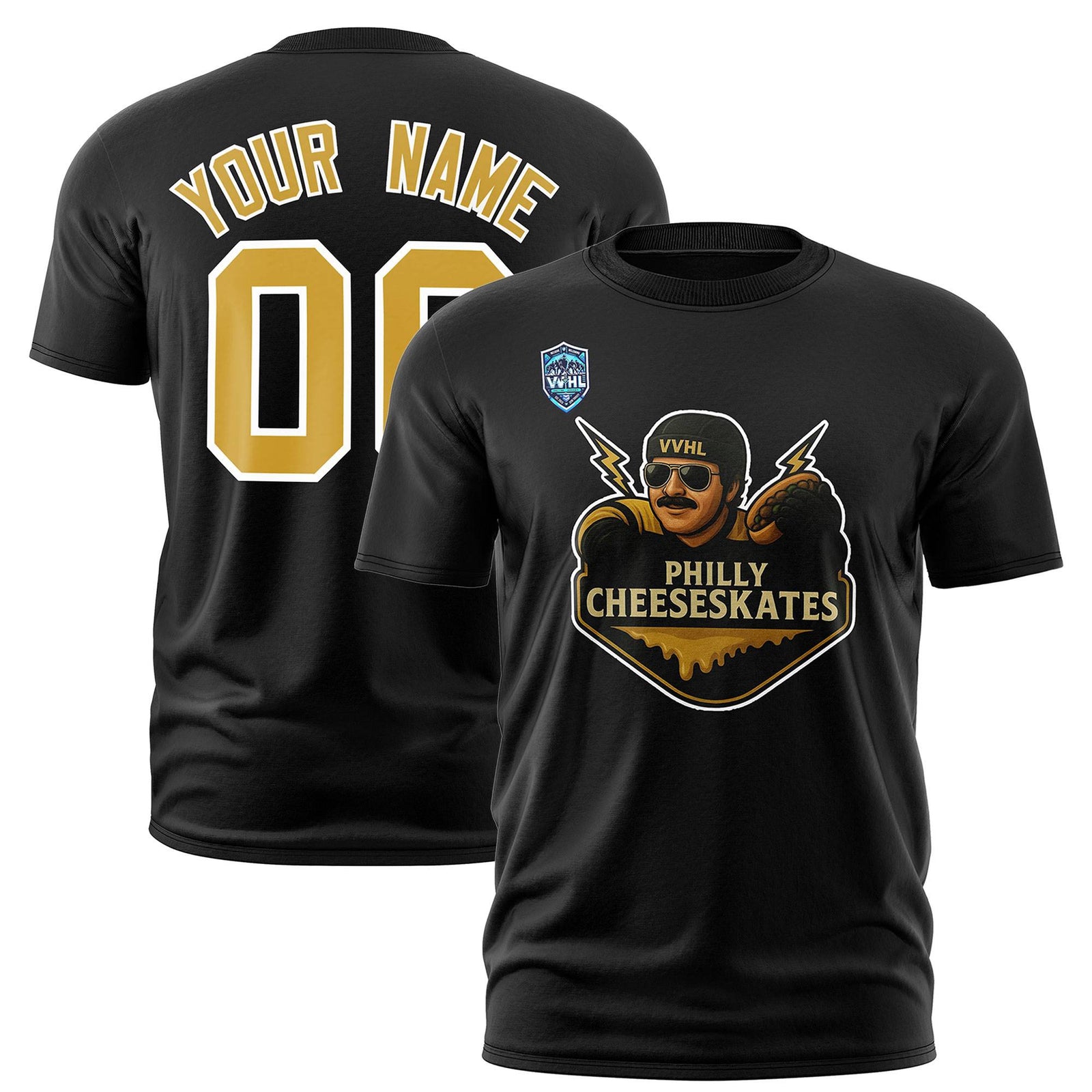 VVHL Black White-Gold S7-Philly-Cheeseskates-1 T-Shirt