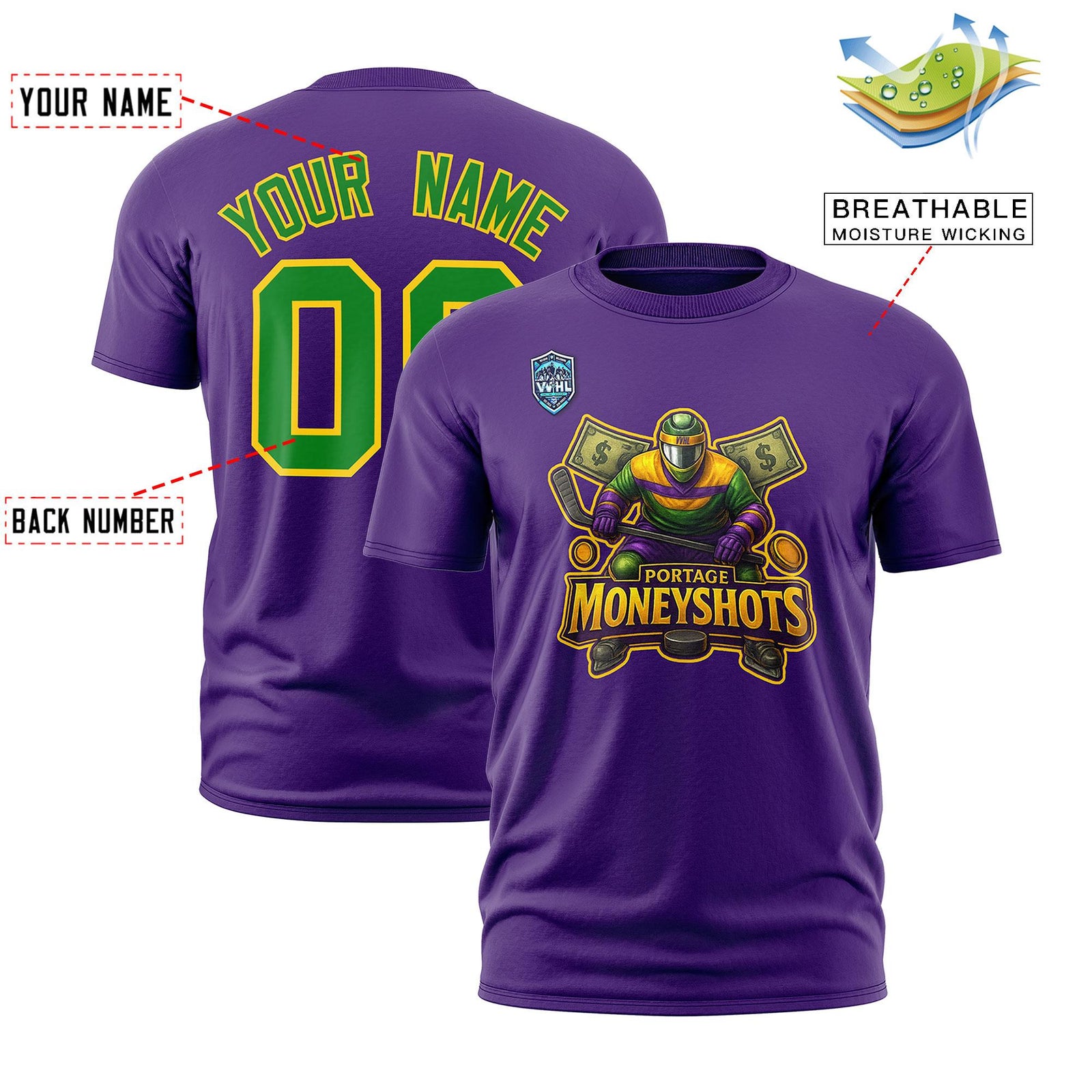 VVHL Purple Kelly Green-Gold S7-Portage-Moneyshots T-Shirt