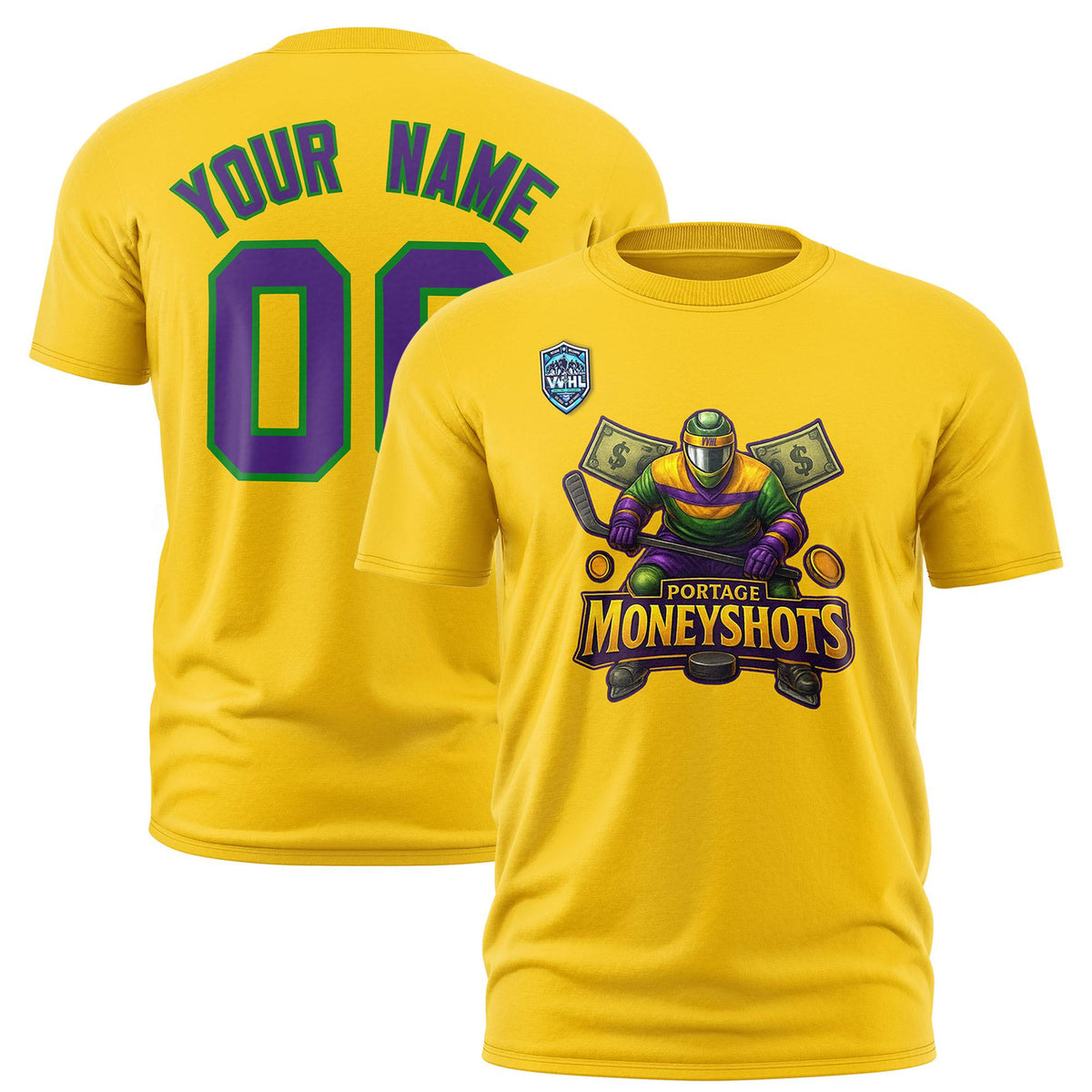 VVHL Gold Purple-Kelly Green S7-Portage-Moneyshots-1 T-Shirt