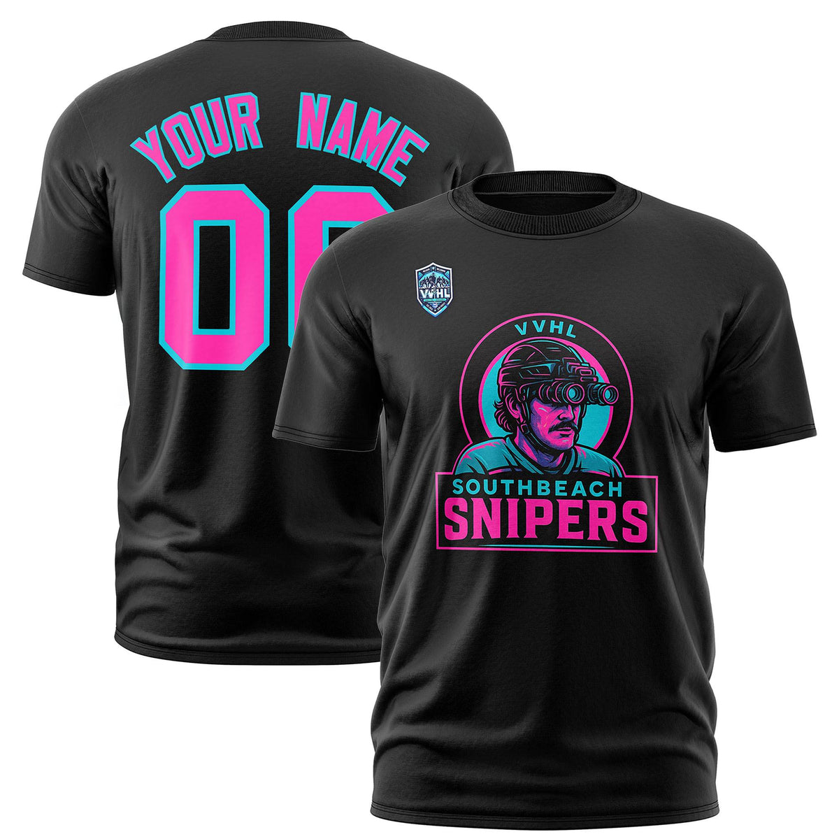 VVHL Black Pink-Sky Blue S7-Southbeach-snipers-2 T-Shirt