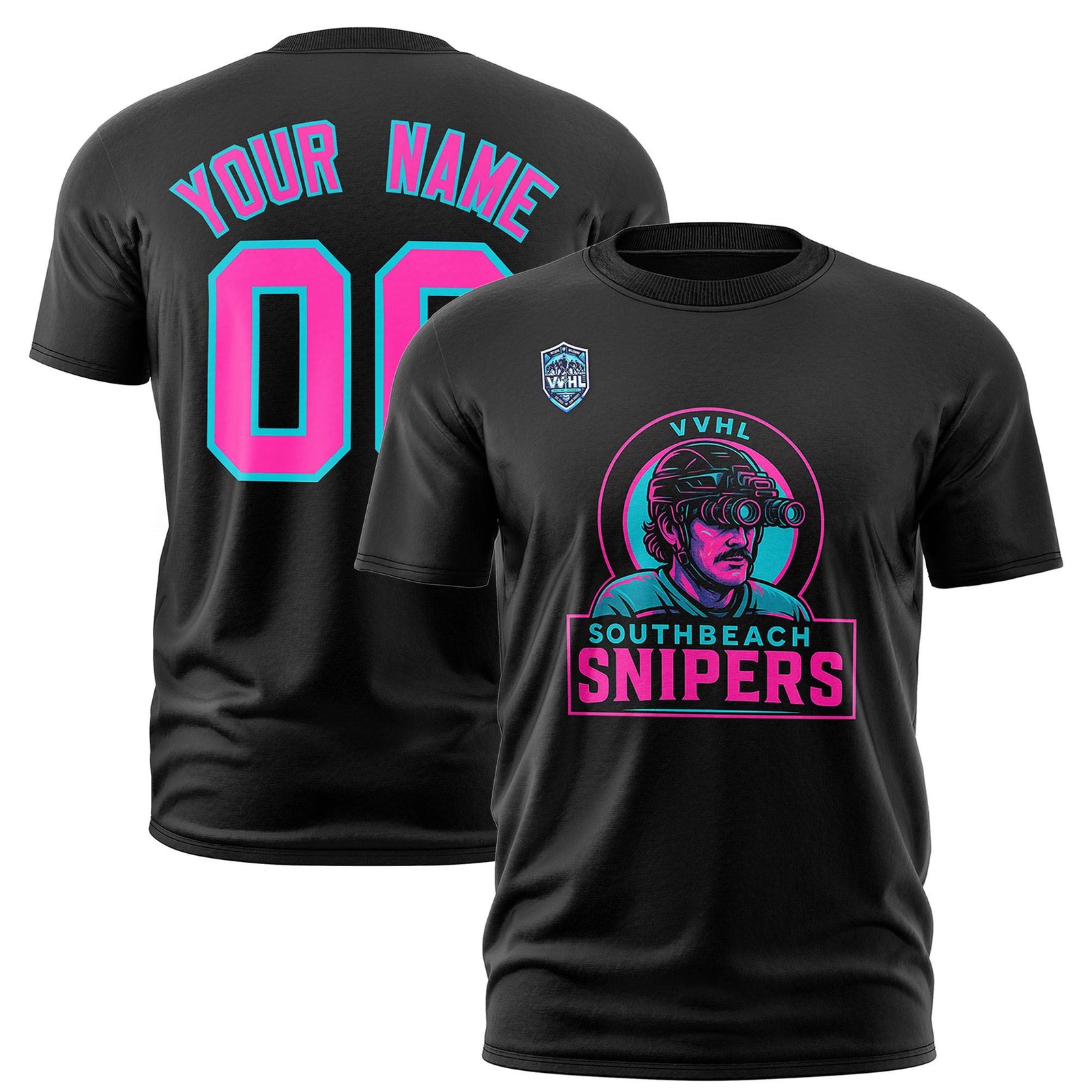 VVHL Black Pink-Sky Blue S7-Southbeach-snipers-2 T-Shirt