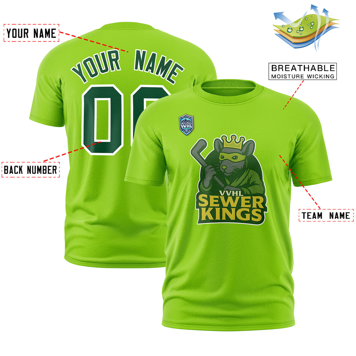 VVHL Neon Green S7-Sewer-Kings-1 T-Shirt