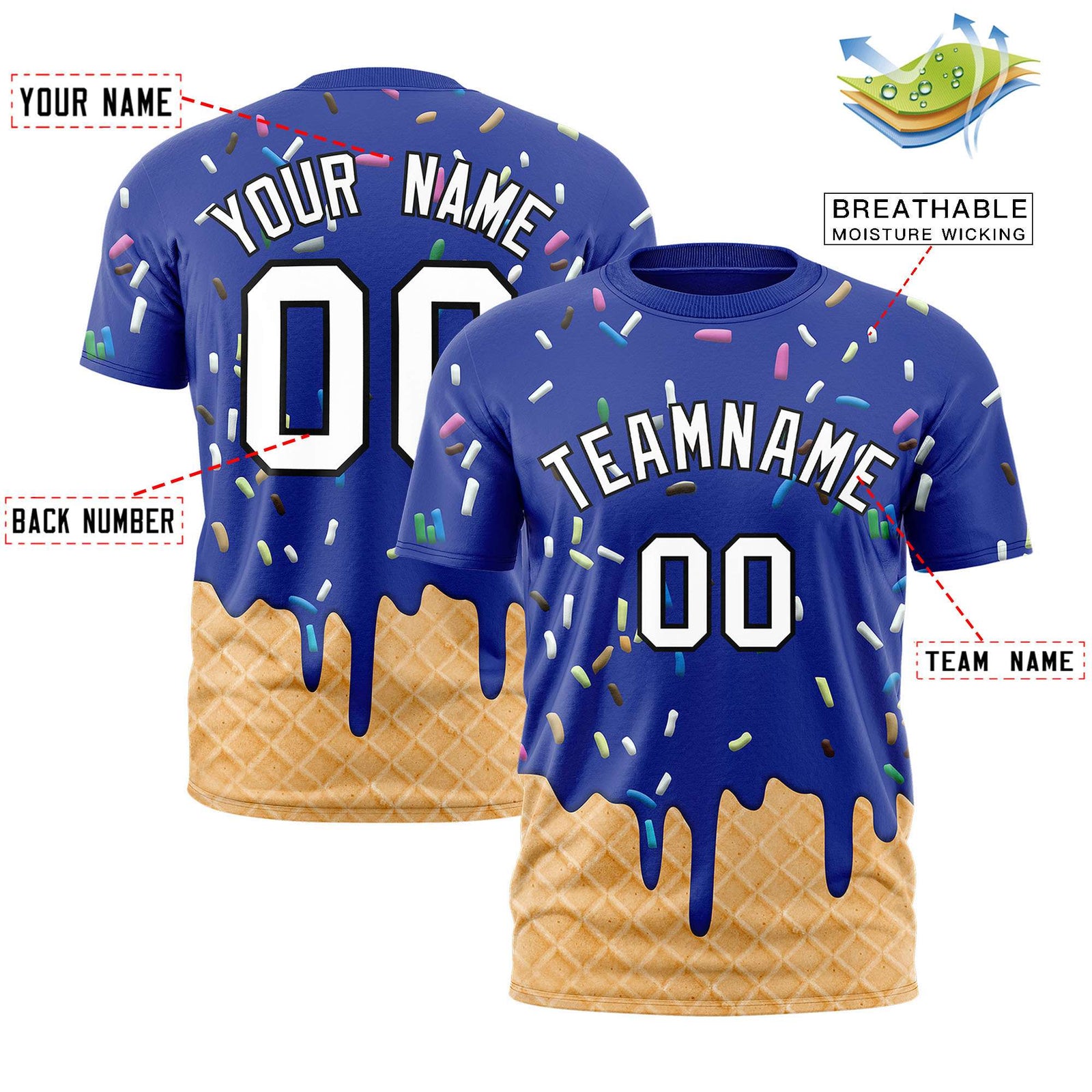 Custom Royal Ice Cream Cone Graffiti Pattern Fashion Authentic T-Shirt