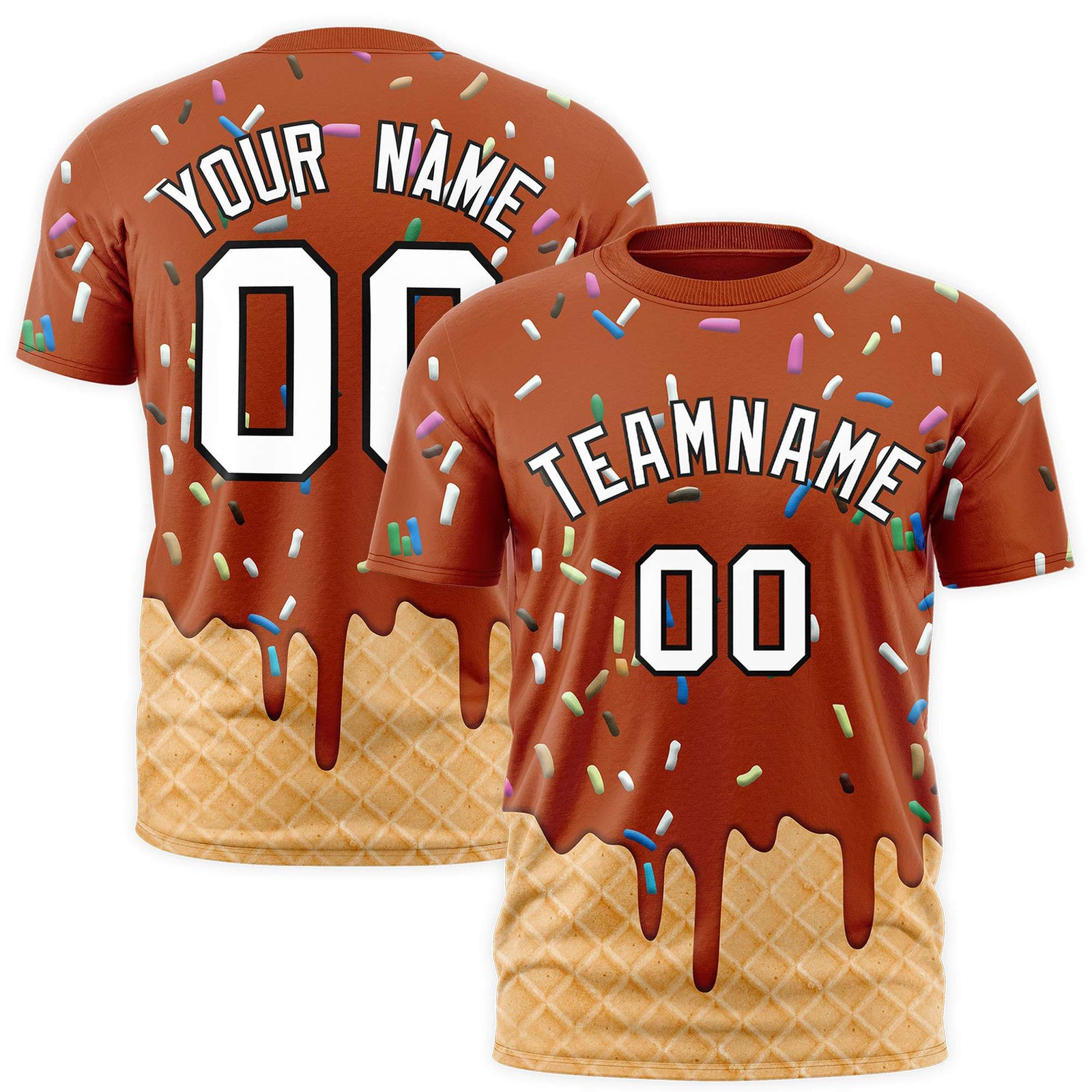 Custom Texas Orange Ice Cream Cone Graffiti Pattern Fashion Authentic T-Shirt