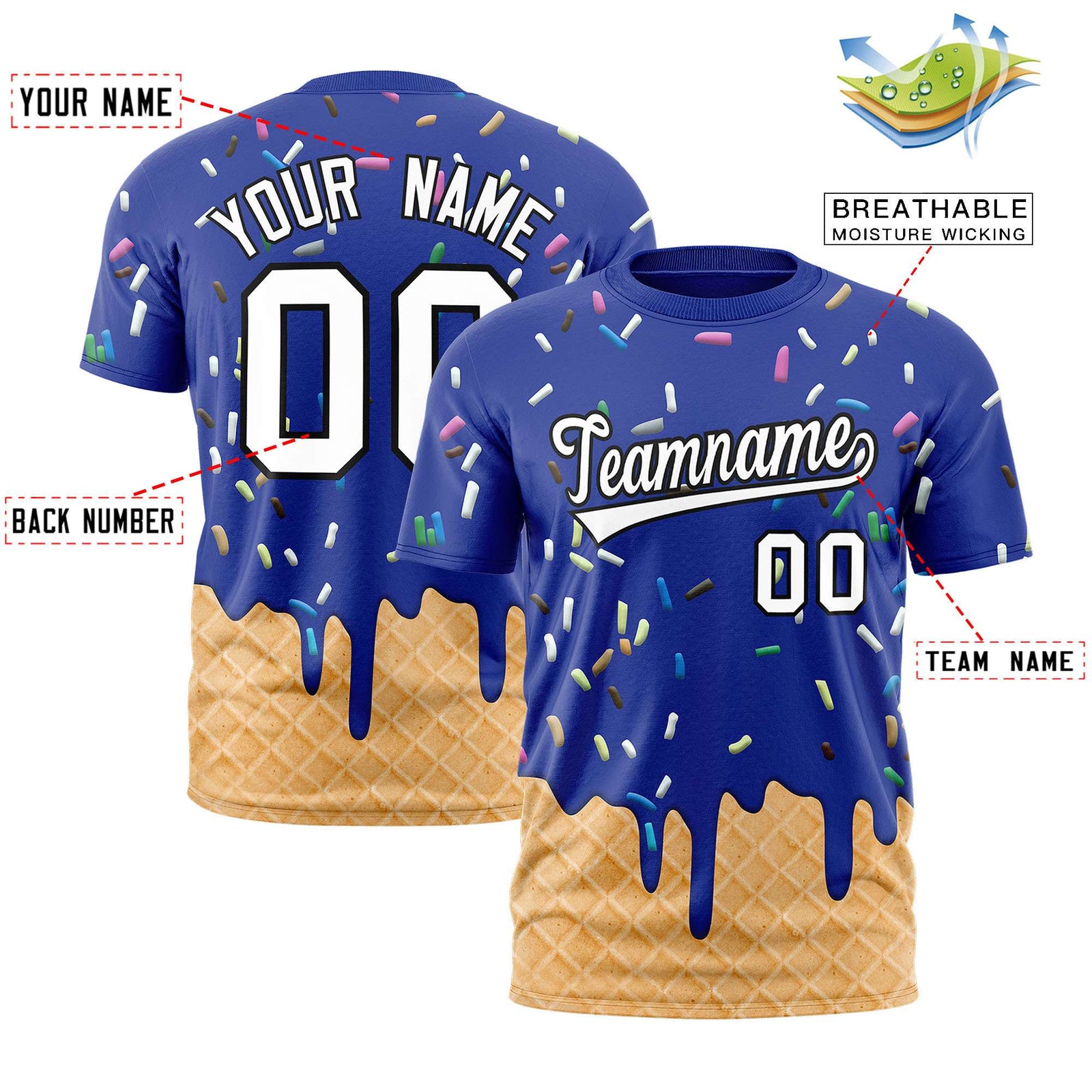 Custom Royal Ice Cream Cone Graffiti Pattern Fashion Authentic T-Shirt