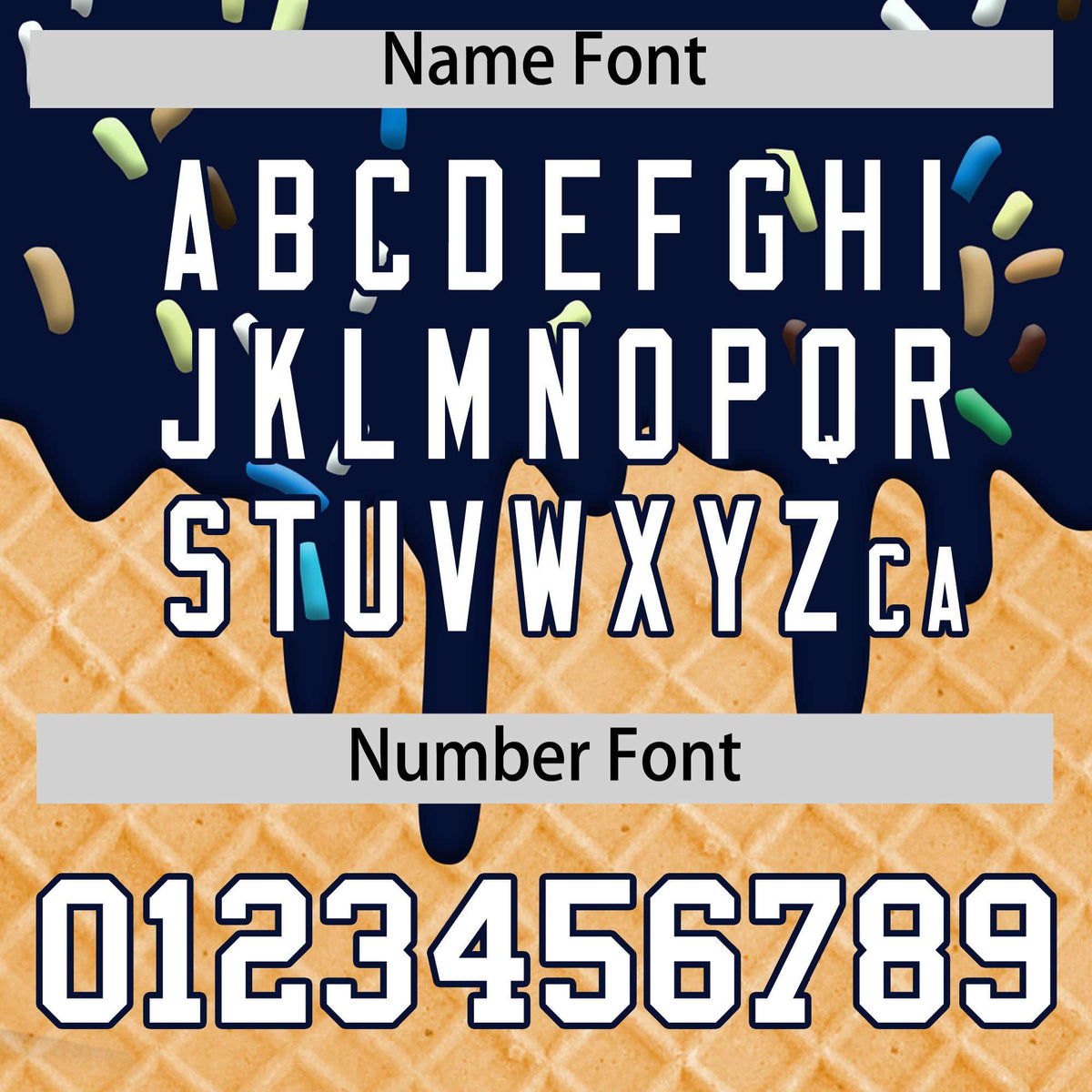 Custom Navy Ice Cream Cone Graffiti Pattern Fashion Authentic T-Shirt