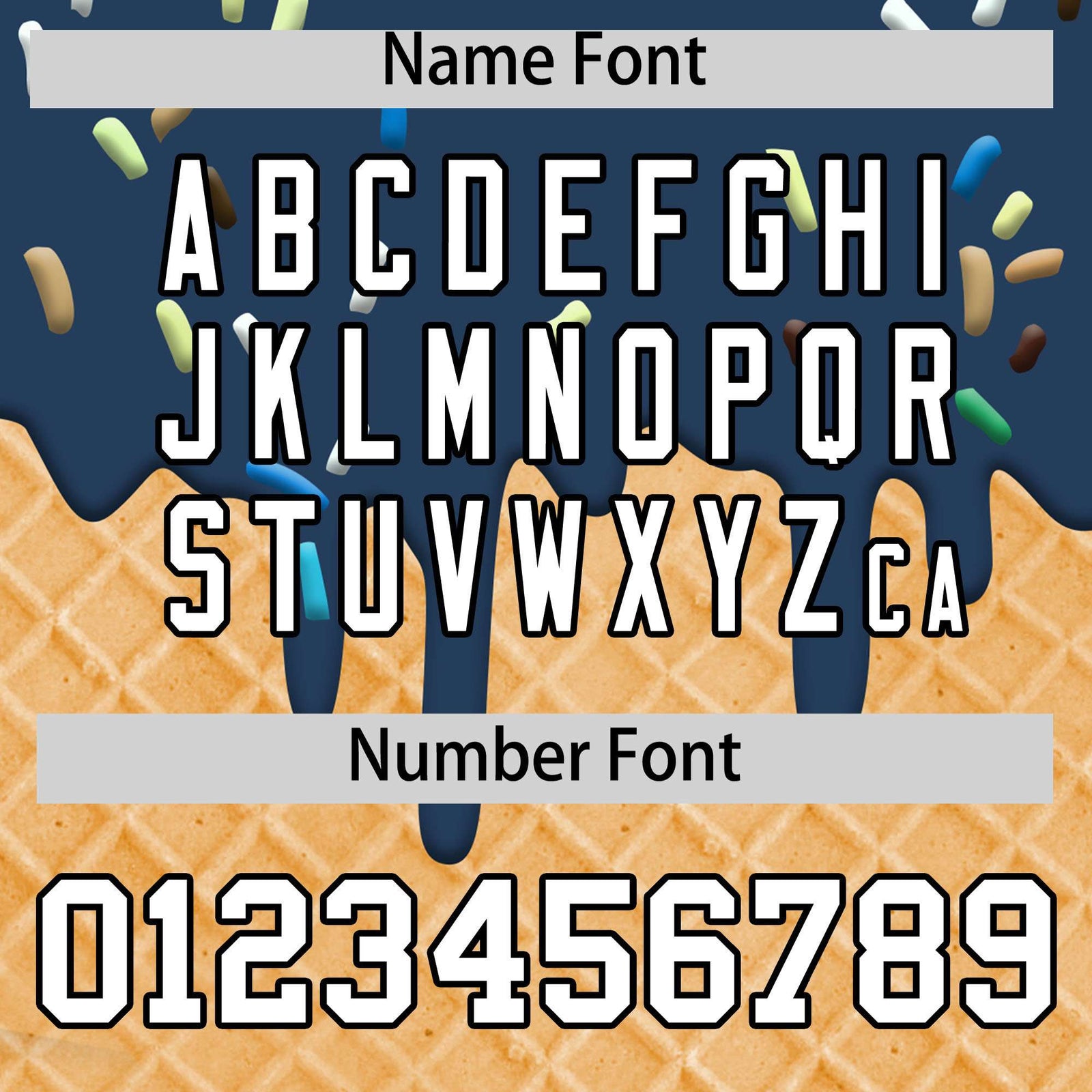 Custom Midnight Blue Ice Cream Cone Graffiti Pattern Fashion Authentic T-Shirt