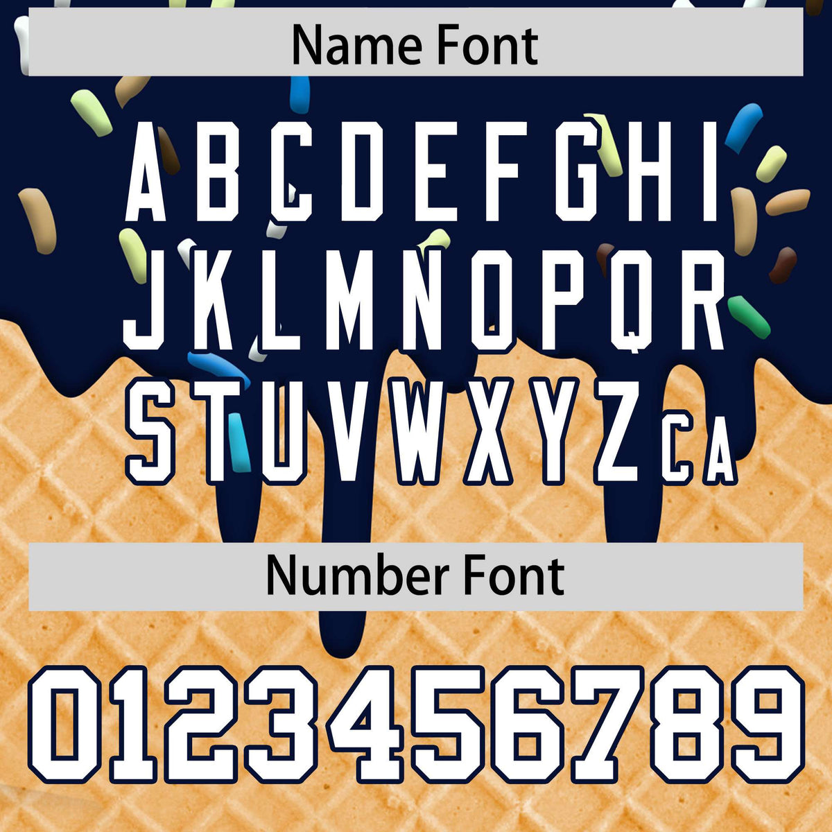 Custom Navy Ice Cream Cone Graffiti Pattern Fashion Authentic T-Shirt