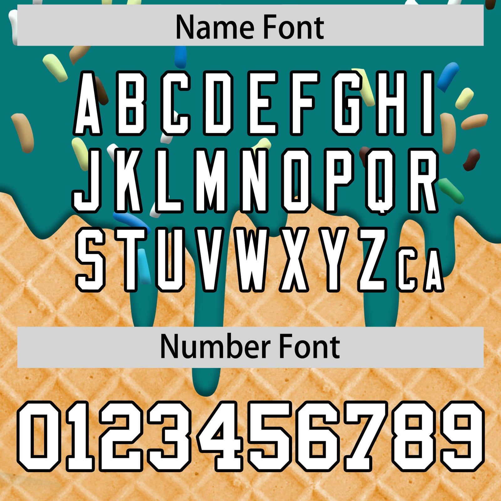 Custom Teal Ice Cream Cone Graffiti Pattern Fashion Authentic T-Shirt