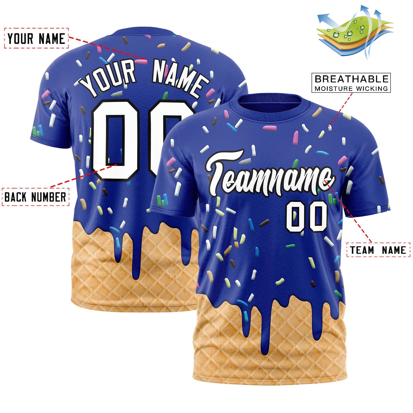 Custom Royal Ice Cream Cone Graffiti Pattern Fashion Authentic T-Shirt