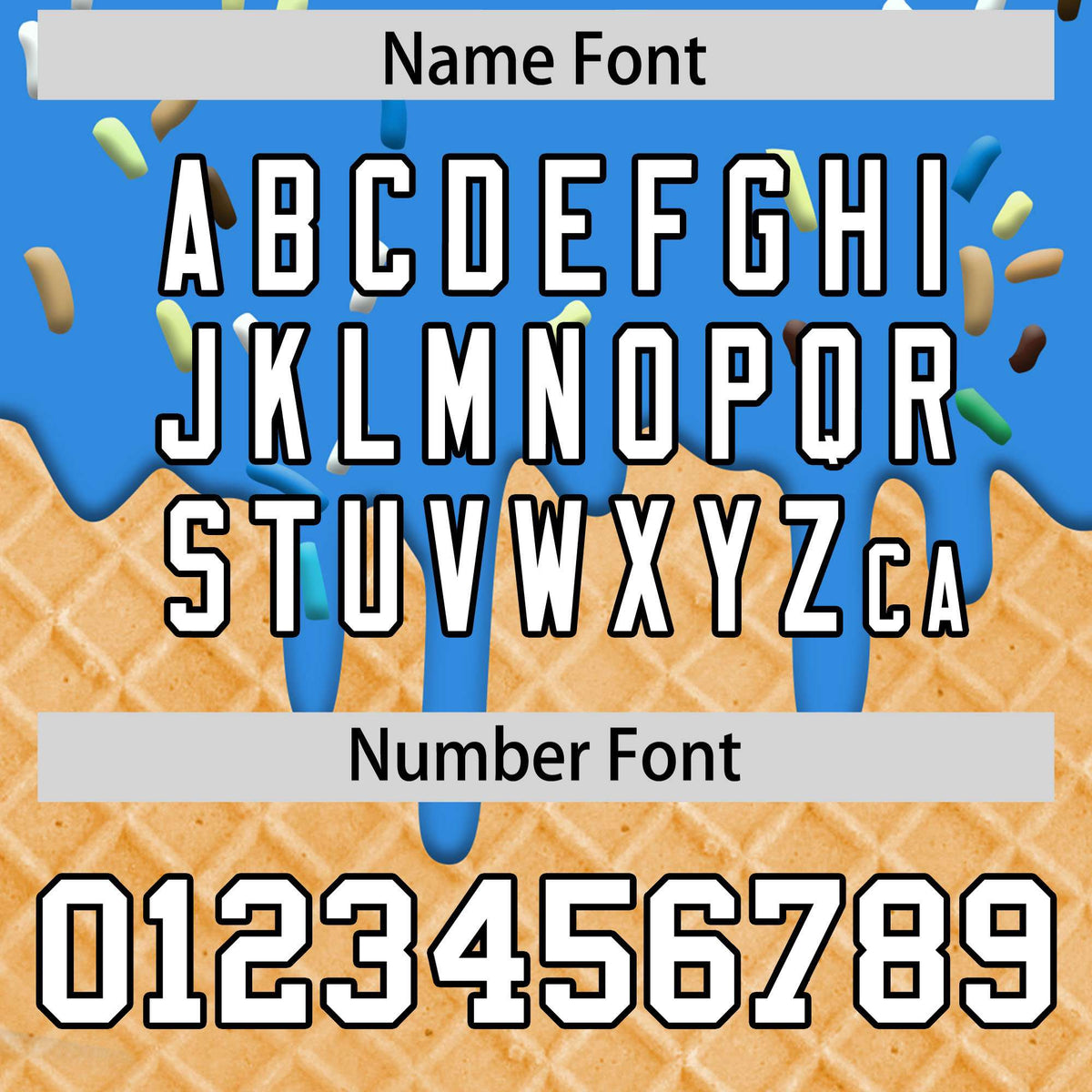 Custom Light Blue Ice Cream Cone Graffiti Pattern Fashion Authentic T-Shirt