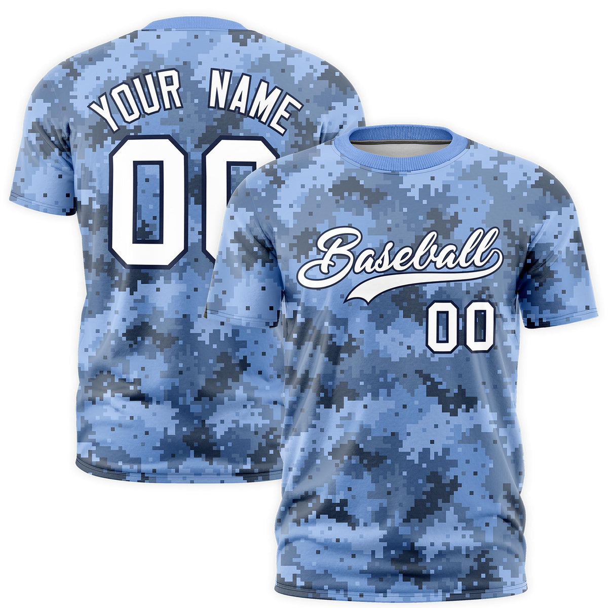 Custom Camo T-shirts Light Blue Navy Jungle Camouflage Training Shirts