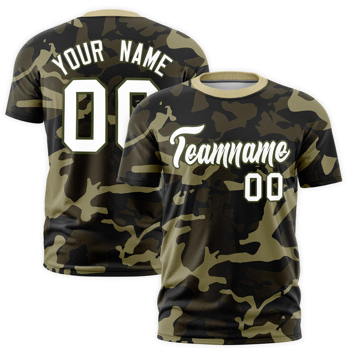 Custom Camo T-shirts Olive White Jungle Camouflage Training Shirts