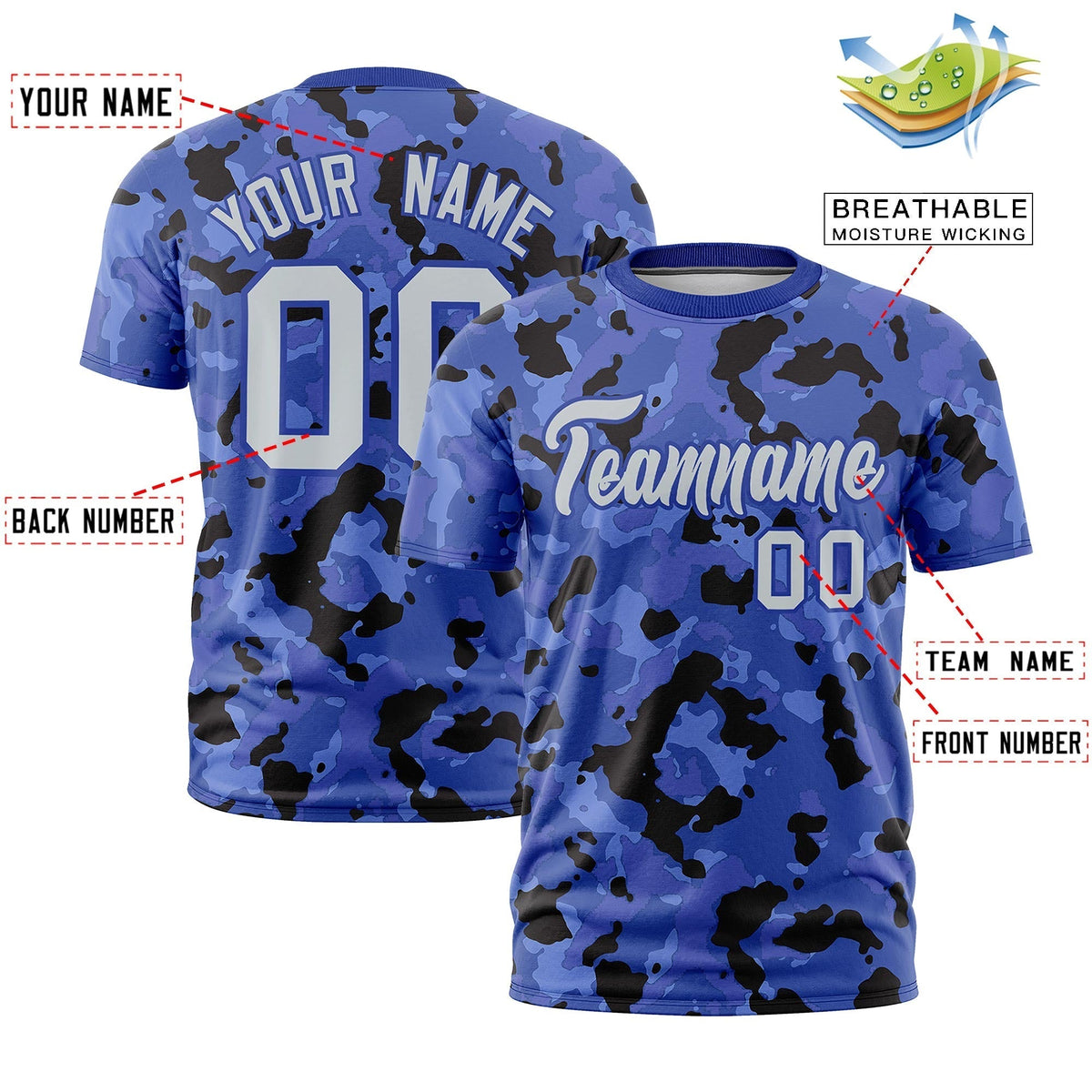 Custom Camo T-shirts Royal Blue Silver Jungle Camouflage Outdoor Shirts