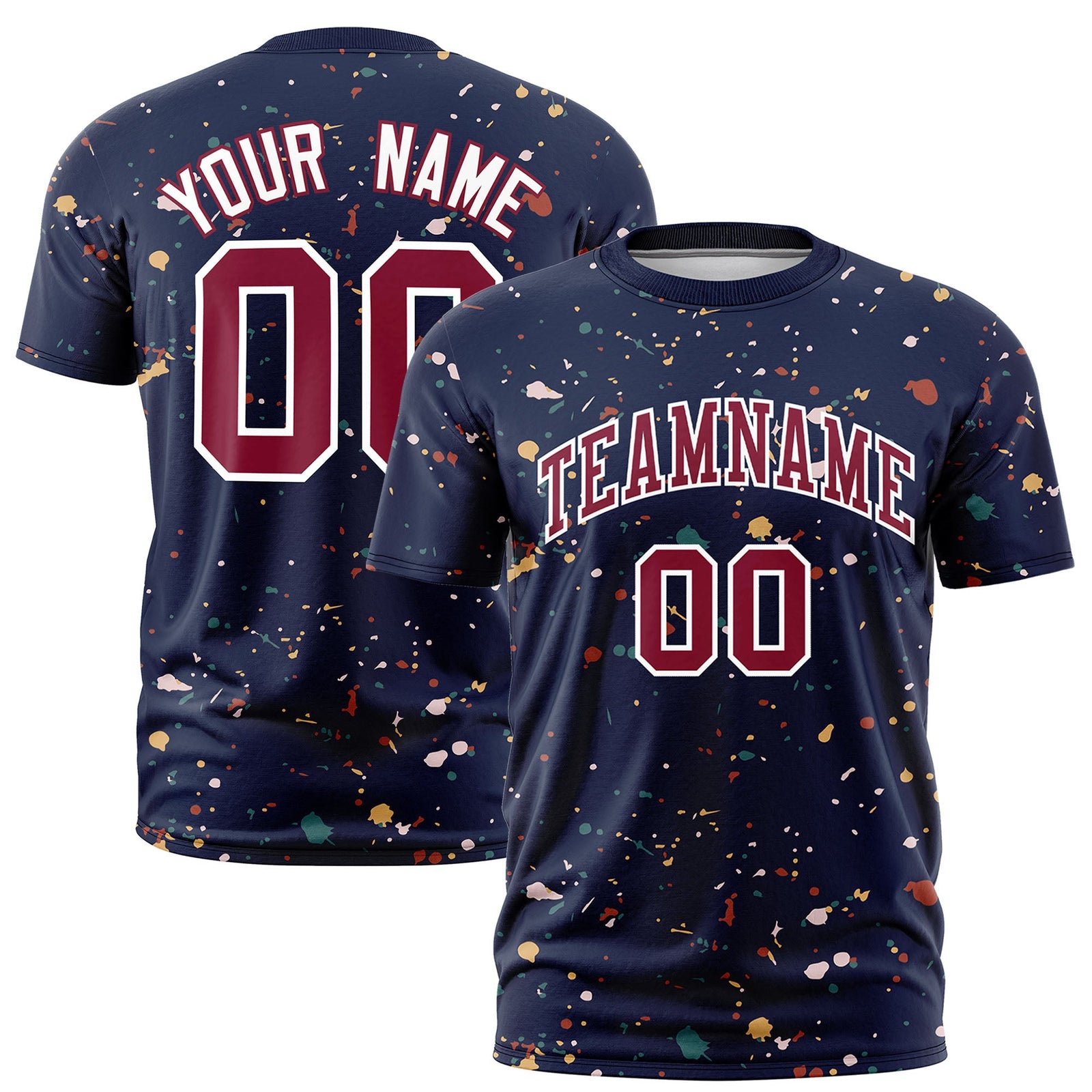 Custom Navy Crimson White Spray Painting Graffiti Pattern Personalization T-shirt| KXKSHOP