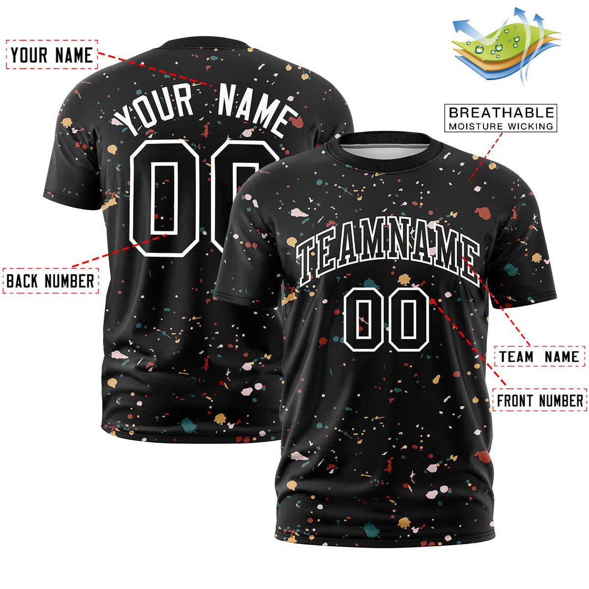 Custom Black White Spray Painting Graffiti Pattern Personalization T-shirt| KXKSHOP