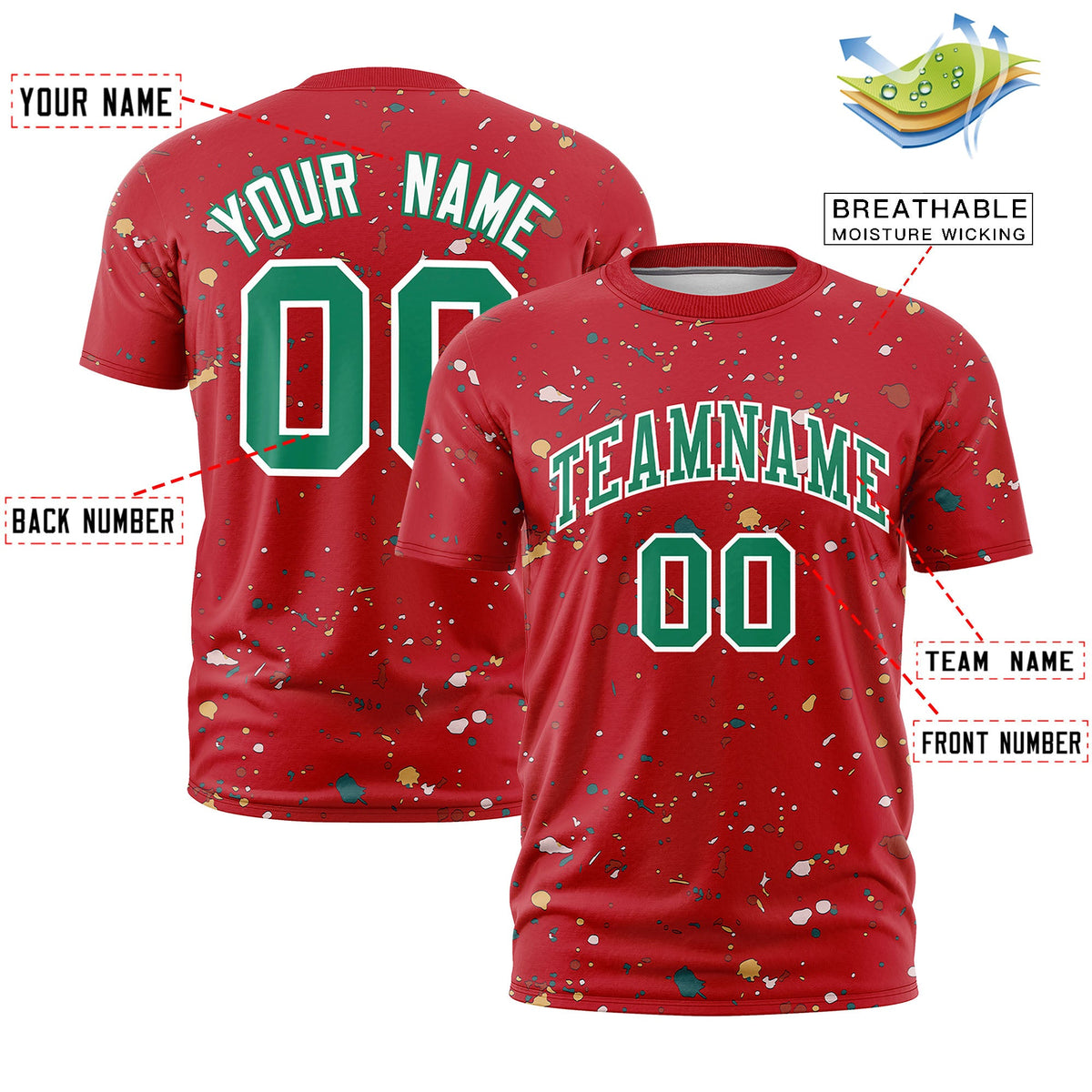 Custom Red Kelly Green White Spray Painting Graffiti Pattern Personalization T-shirt| KXKSHOP