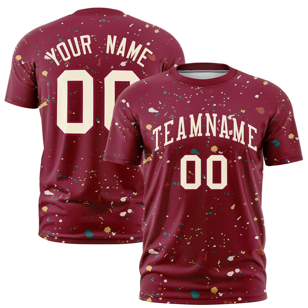 Custom Crimson Cream Spray Painting Graffiti Pattern Personalization T-shirt| KXKSHOP