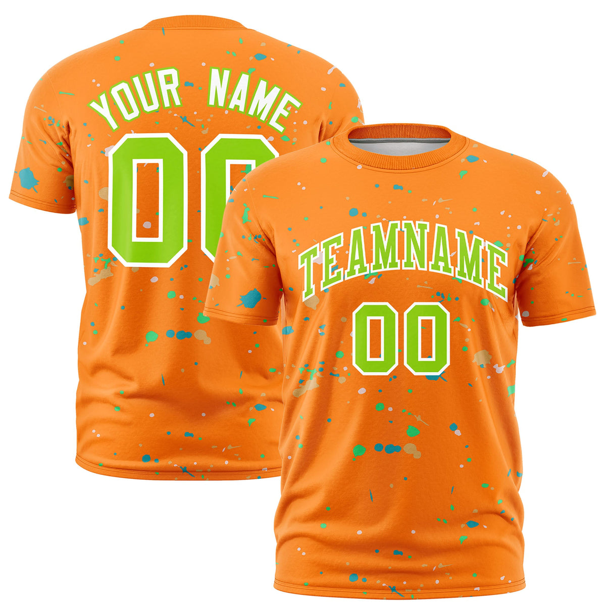 Custom Orange Neon Green White Spray Painting Graffiti Pattern Personalization T-shirt| KXKSHOP