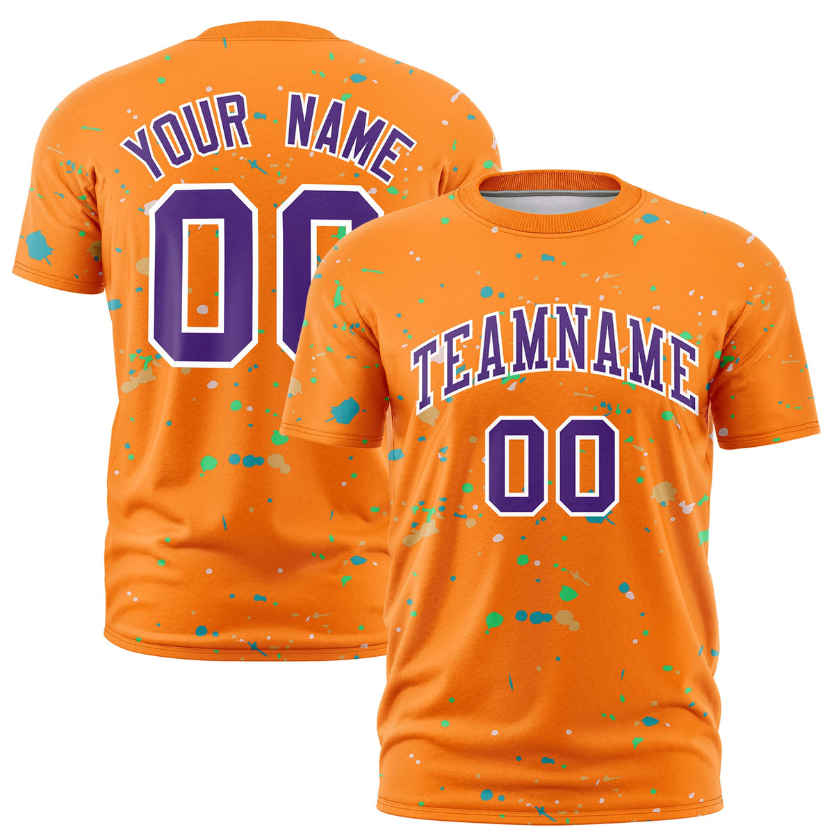 Custom Orange Purple White Spray Painting Graffiti Pattern Personalization T-shirt| KXKSHOP