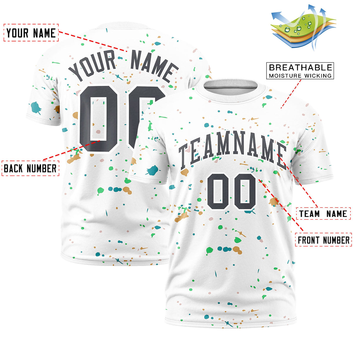 Custom White Gray Spray Painting Graffiti Pattern Personalization T-shirt| KXKSHOP