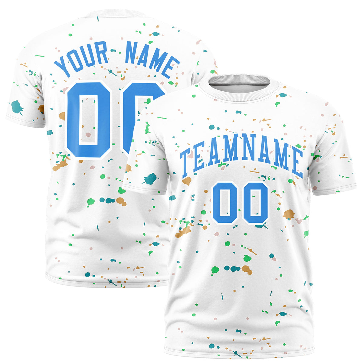 Custom White Light Blue Spray Painting Graffiti Pattern Personalization T-shirt| KXKSHOP