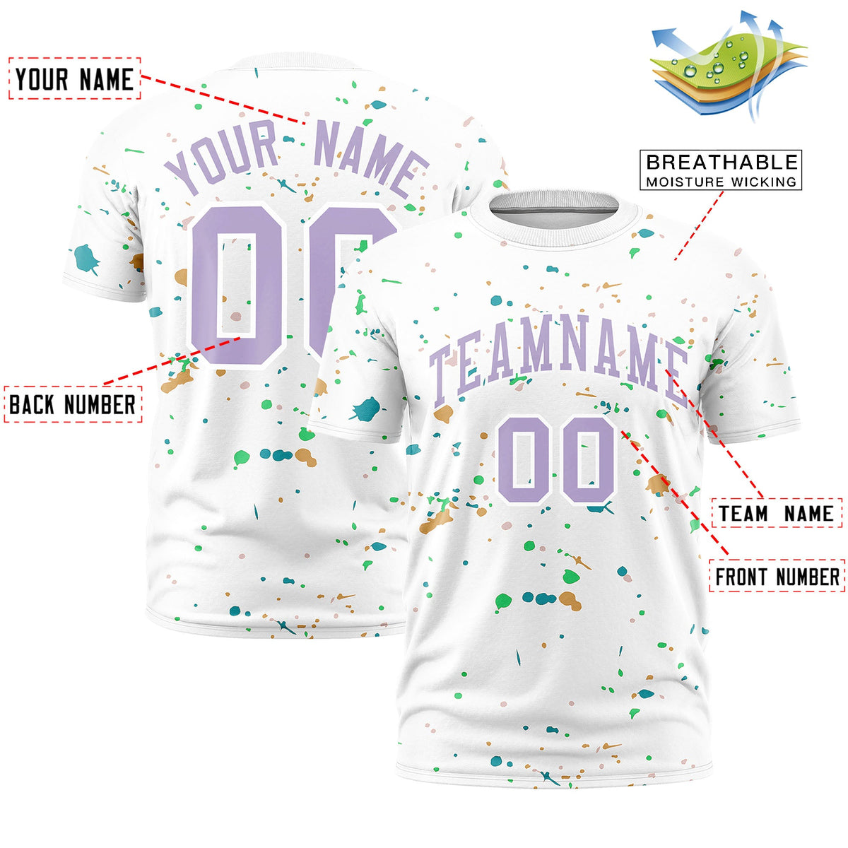 Custom White Light Purple Spray Painting Graffiti Pattern Personalization T-shirt| KXKSHOP