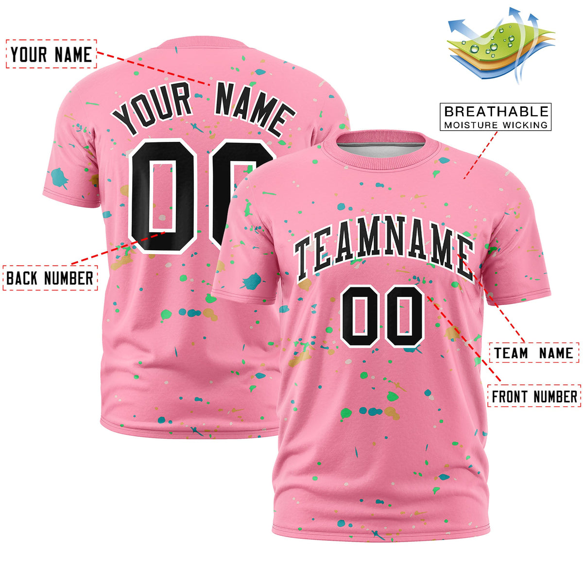 Custom Light Pink Black White Spray Painting Graffiti Pattern Personalization T-shirt| KXKSHOP