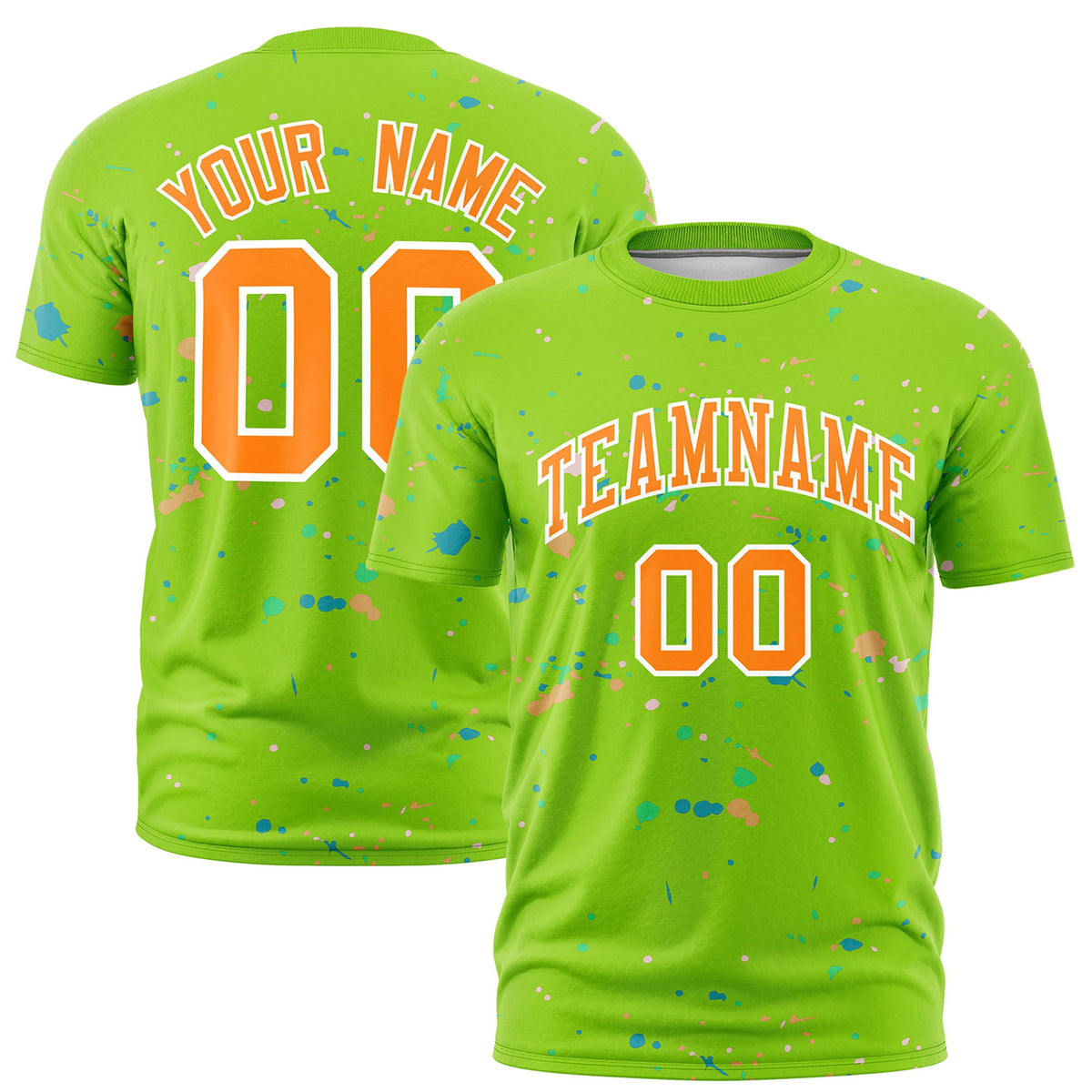 Custom Neon Green Orange White Spray Painting Graffiti Pattern Personalization T-shirt| KXKSHOP
