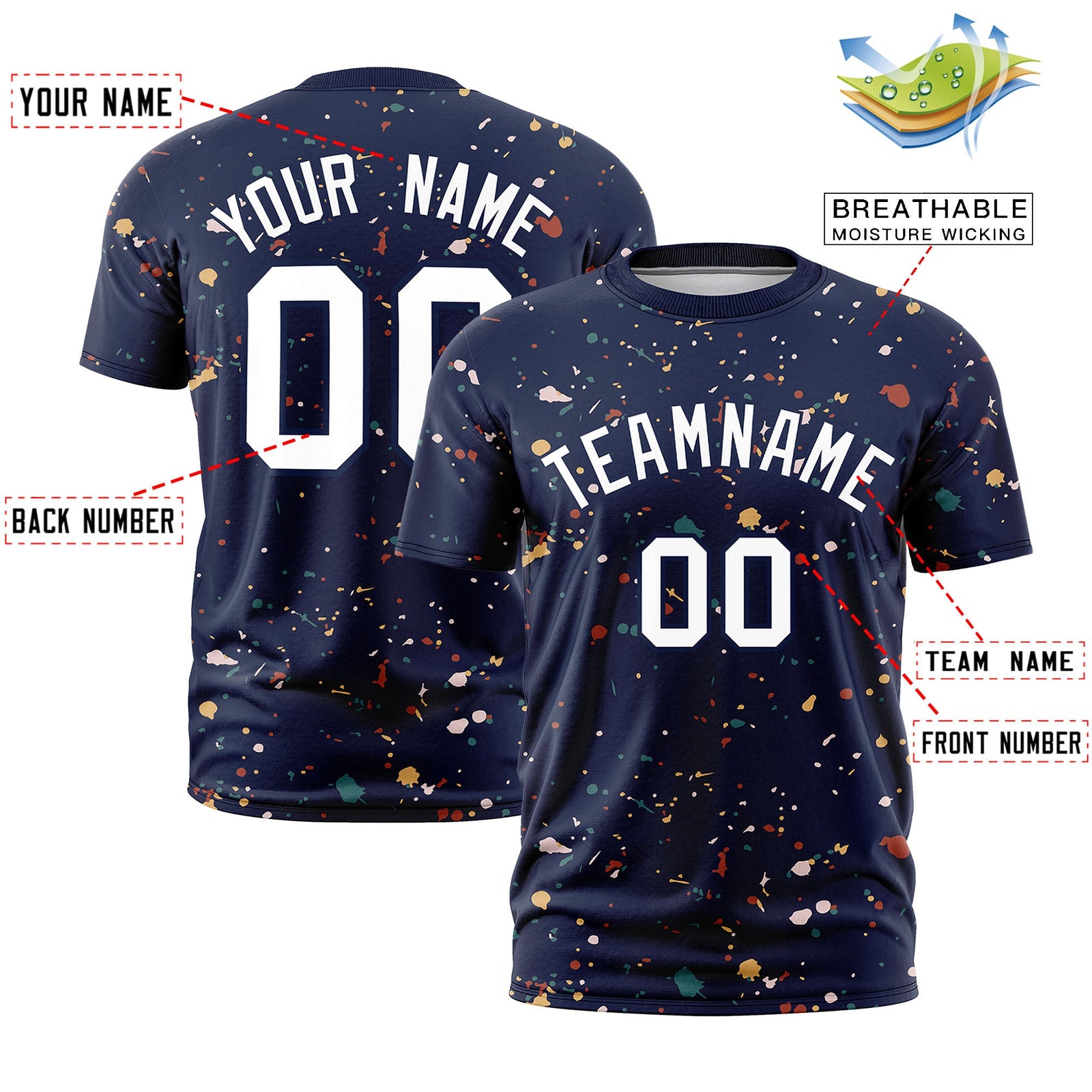 Custom Navy White Spray Painting Graffiti Pattern Personalization T-shirt| KXKSHOP