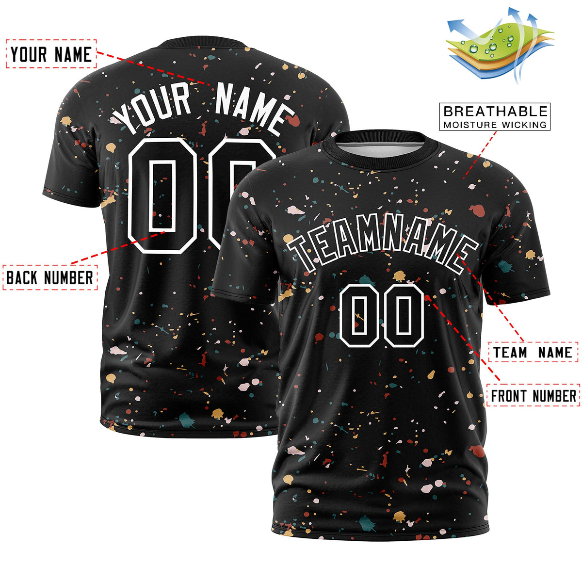 Custom Black White Spray Painting Graffiti Pattern Personalization T-shirt| KXKSHOP