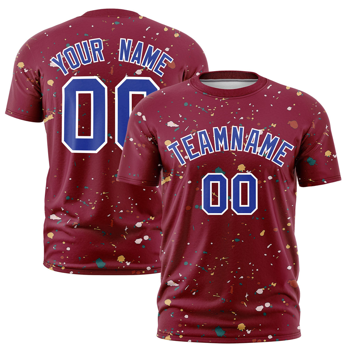 Custom Crimson Royal Blue White Spray Painting Graffiti Pattern Personalization T-shirt| KXKSHOP