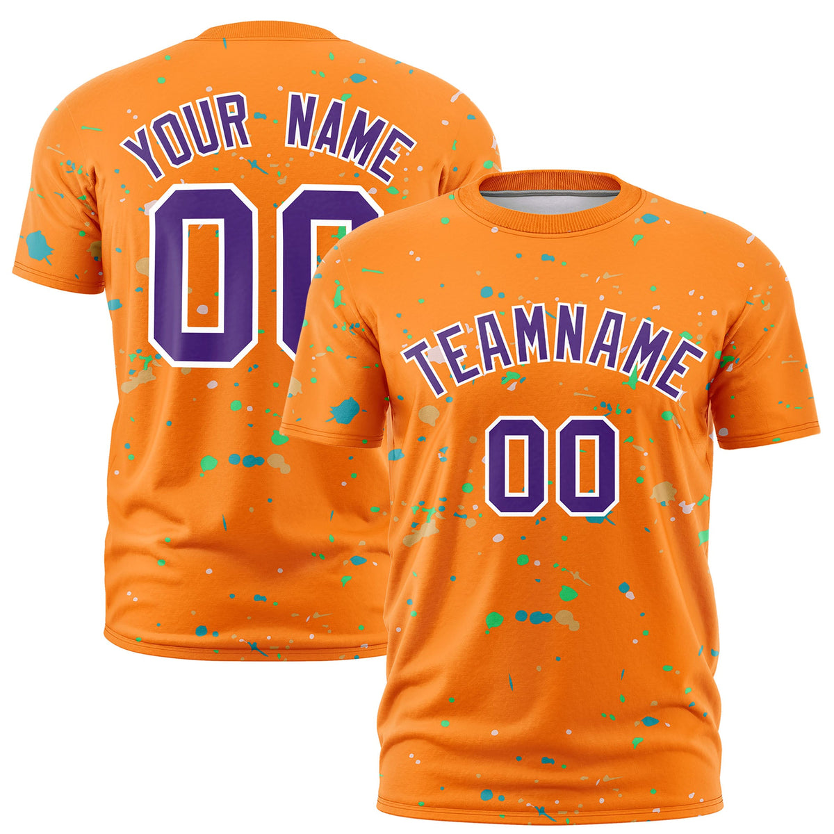 Custom Orange Purple White Spray Painting Graffiti Pattern Personalization T-shirt| KXKSHOP